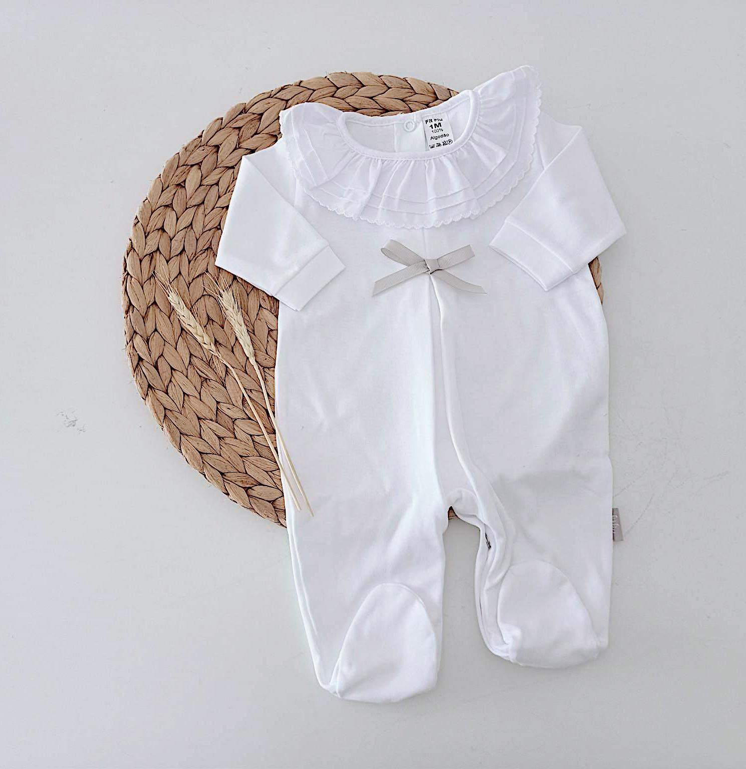 Conjunto de Primeira Roupinha Laço Cinza