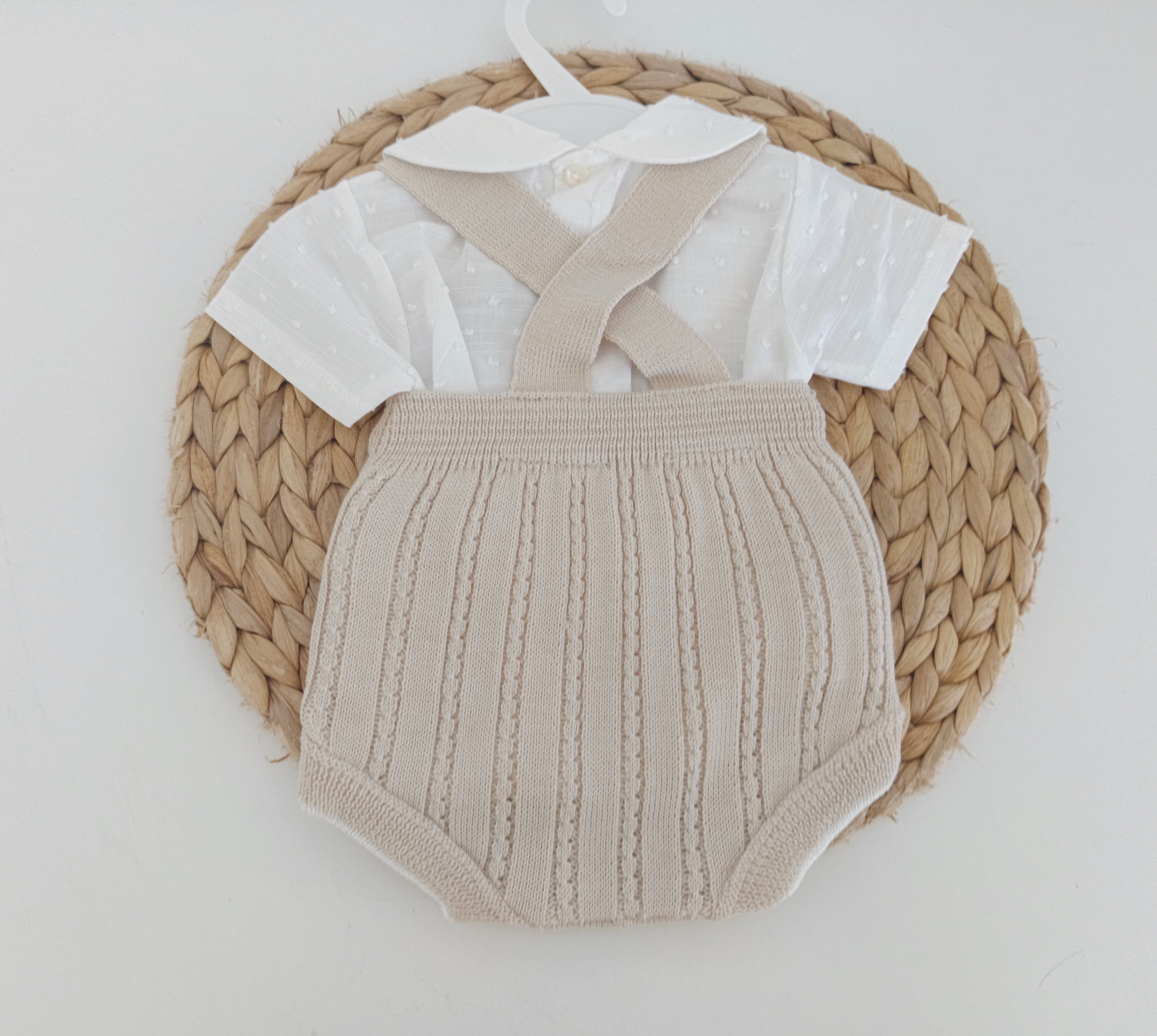 Fofo de Malha com Camisa Manga Curta Areia