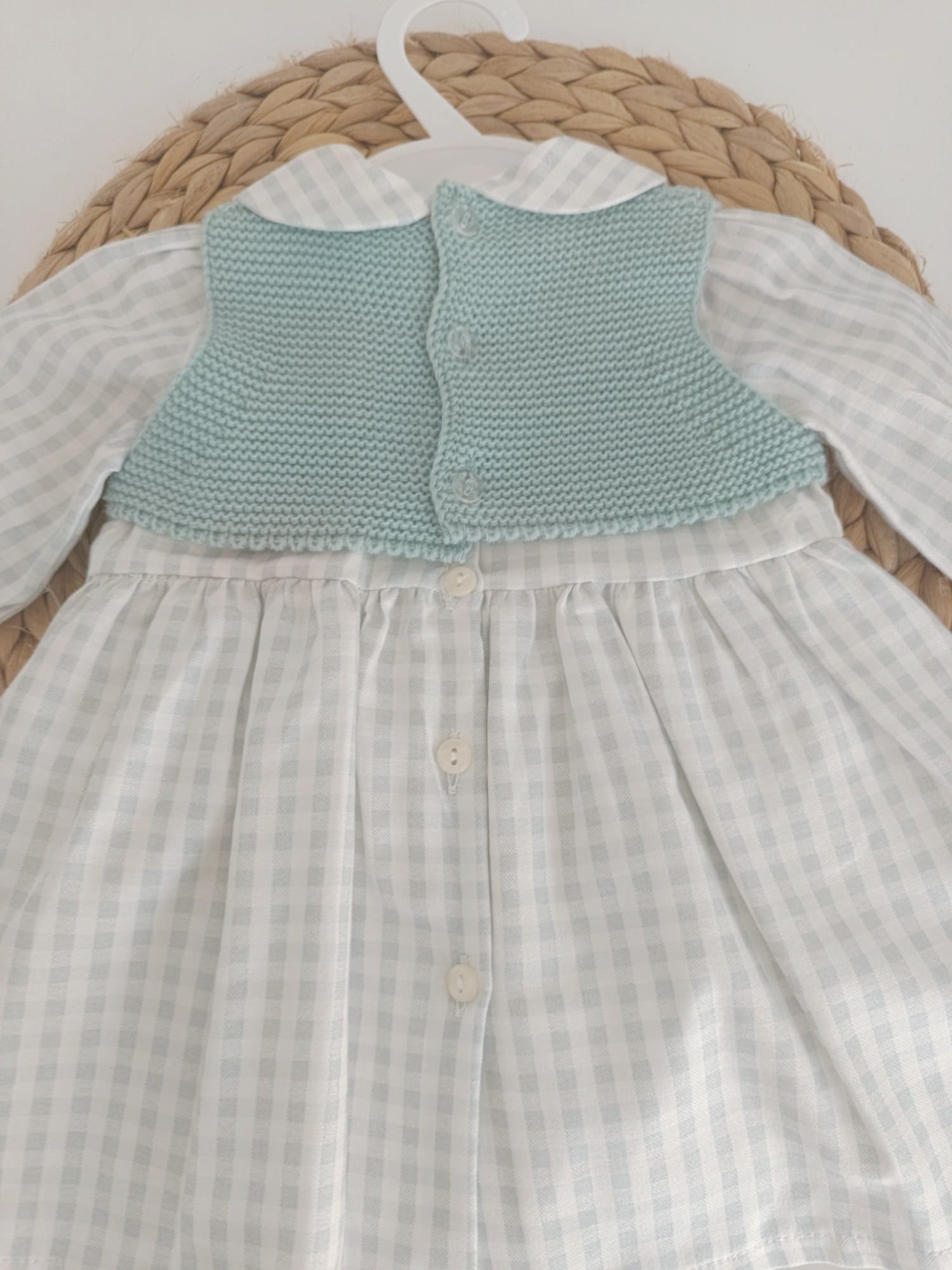 Vestido com Tapa Fraldas Vichy Verde
