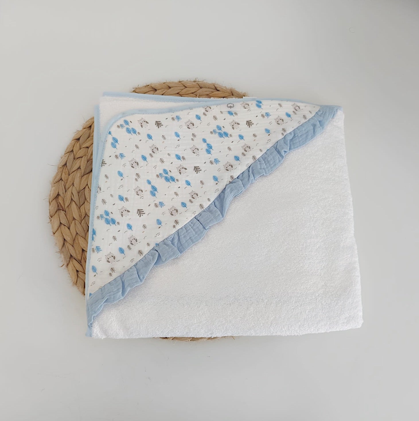Toalhão de Banho para Bebé Mochinhos Azul