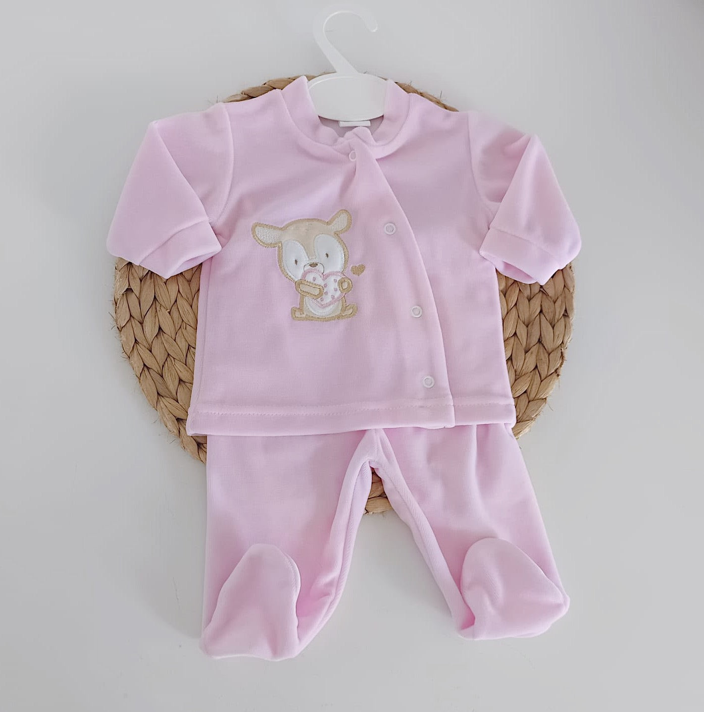 Fato 2 peças Veludo Bambi Rosa