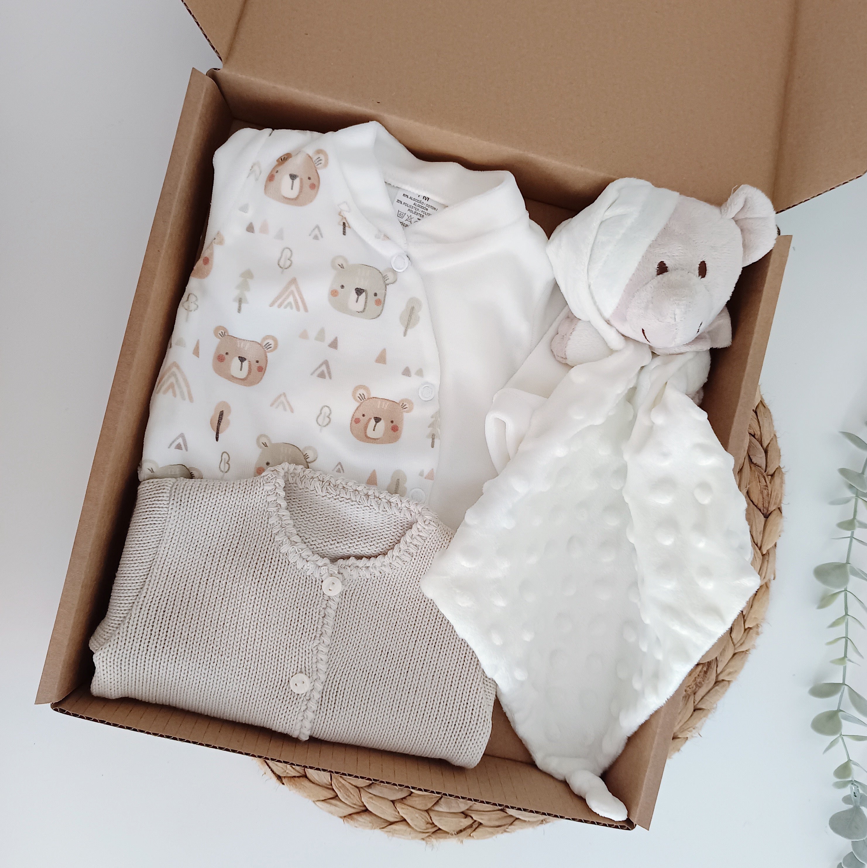 Pack para Bebé Babygrow casaco e Doudou Urso Pérola