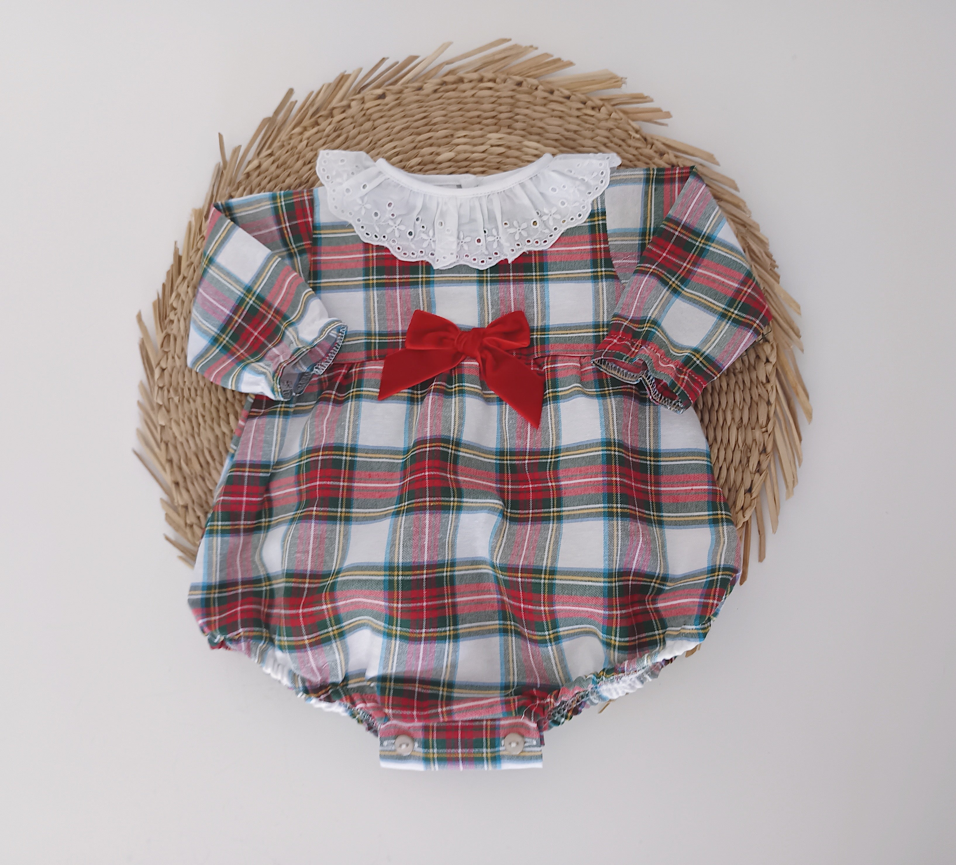 Fofo Xadrez com Laço Branco Verde