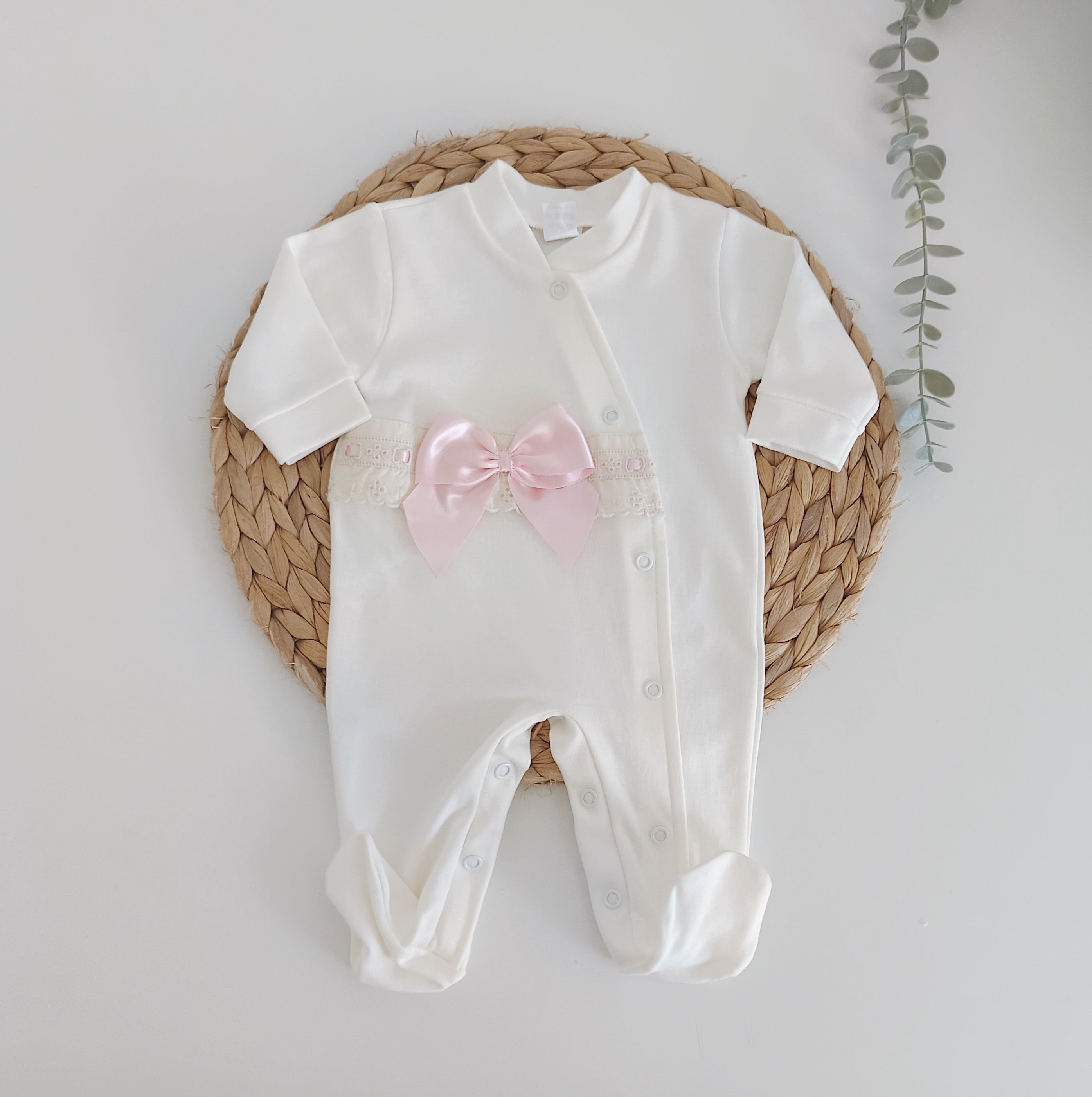 Babygrow Algodão Laçarote Rosa