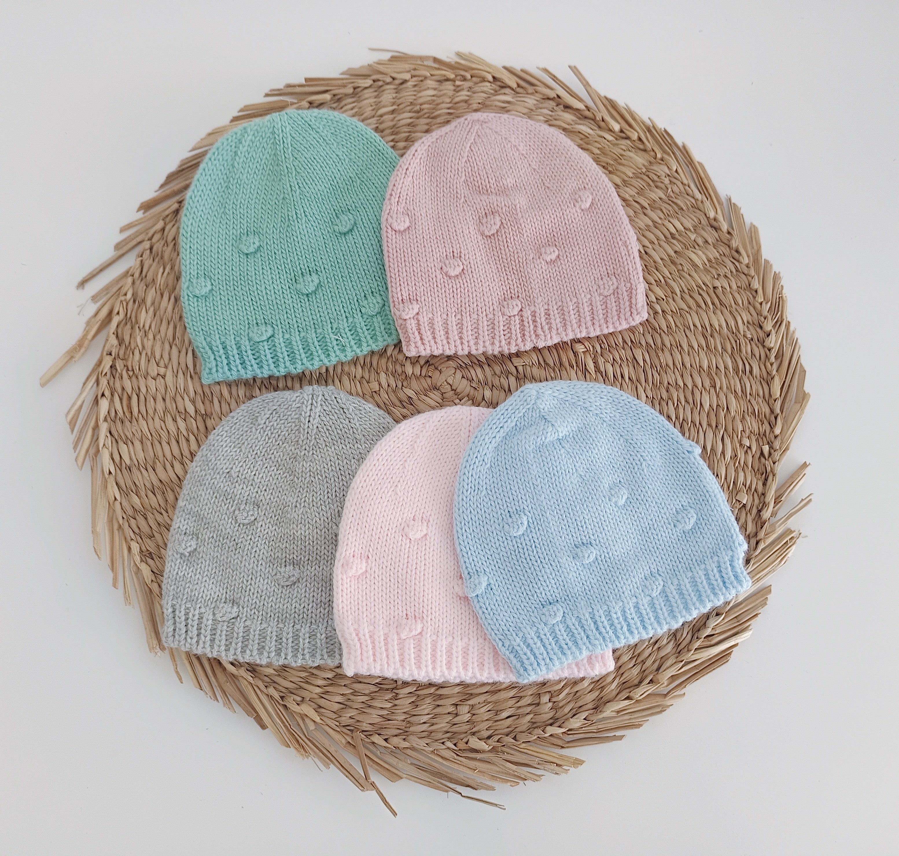 Gorros Bebé Pompons em Malha