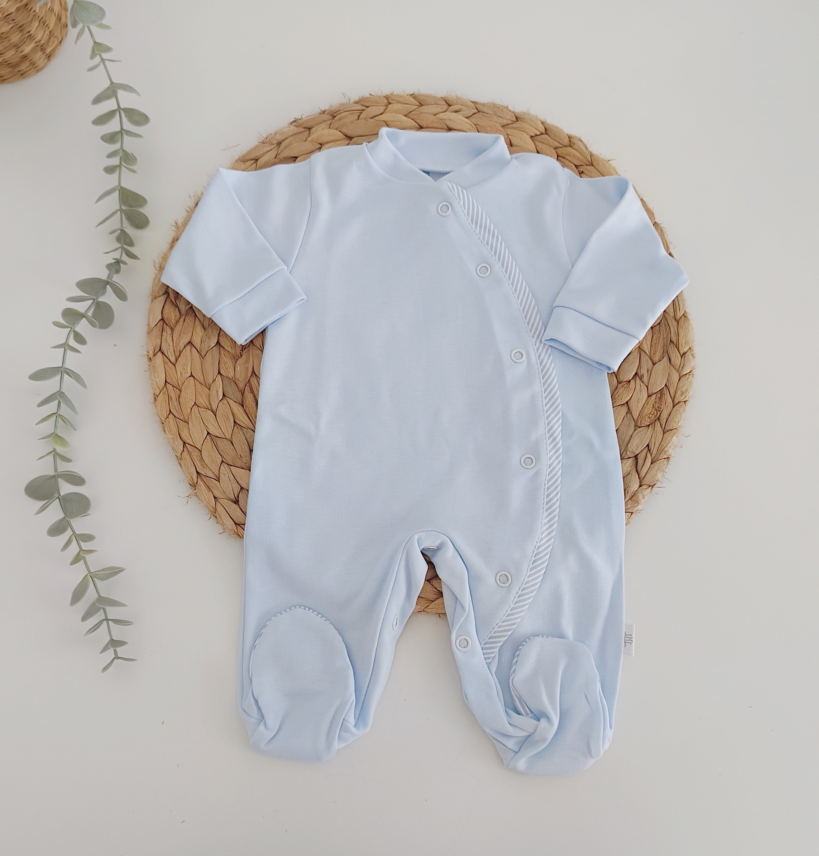 Babygrow Algodão Folho Riscas Azul