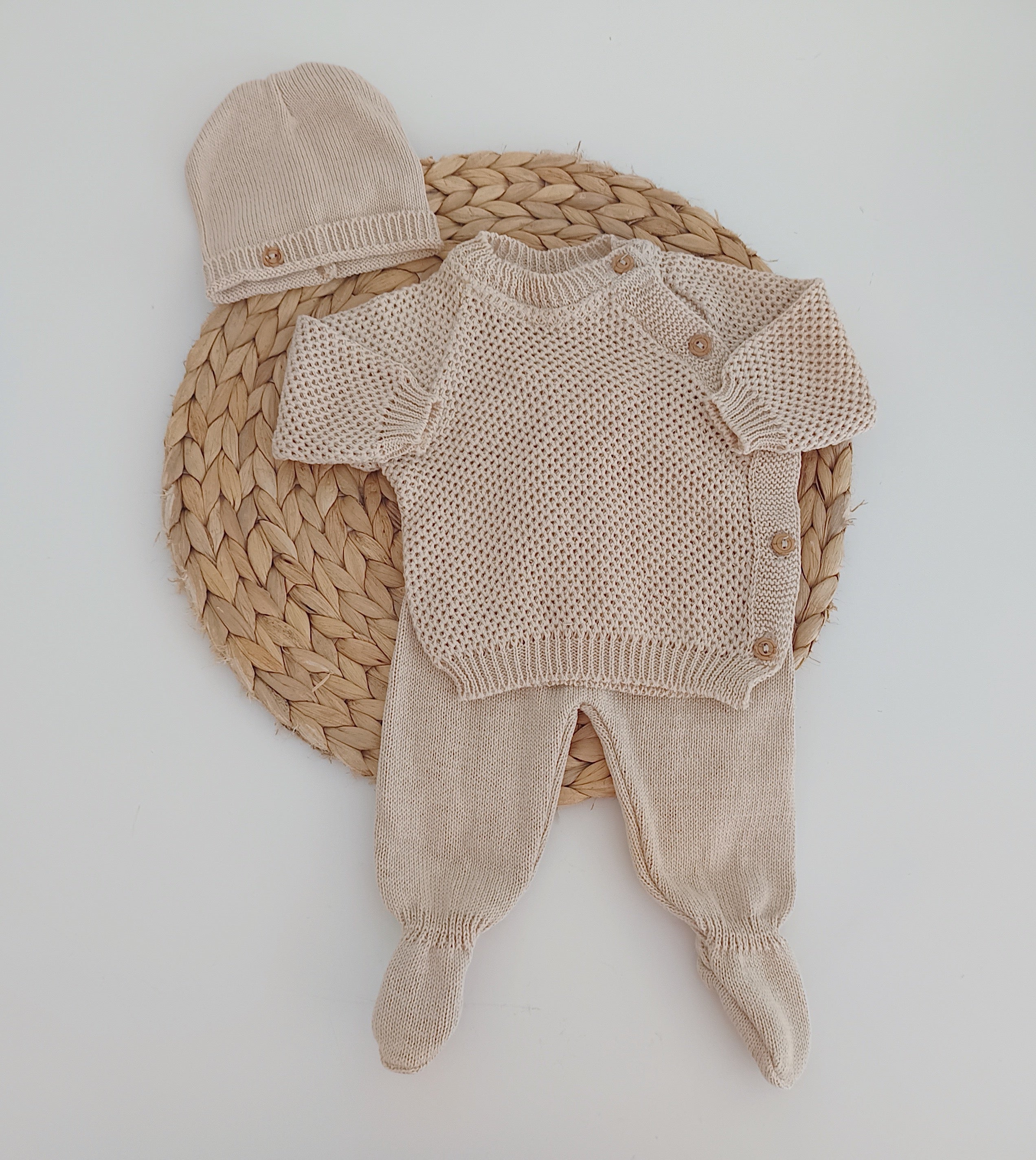 Conjunto de Malha Botões Areia