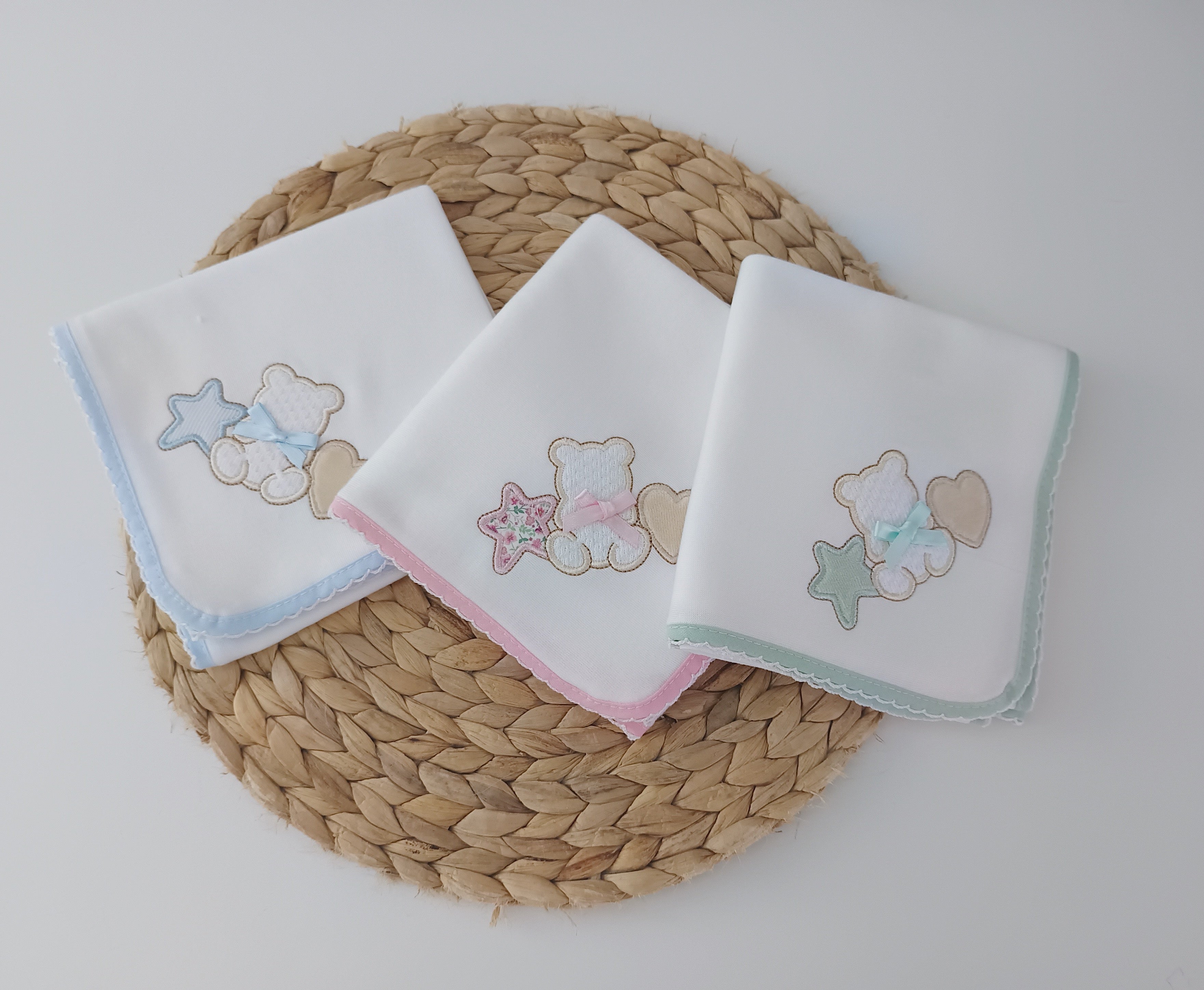 Fralda de Algodão para Bebé Urso Estrela com Coração