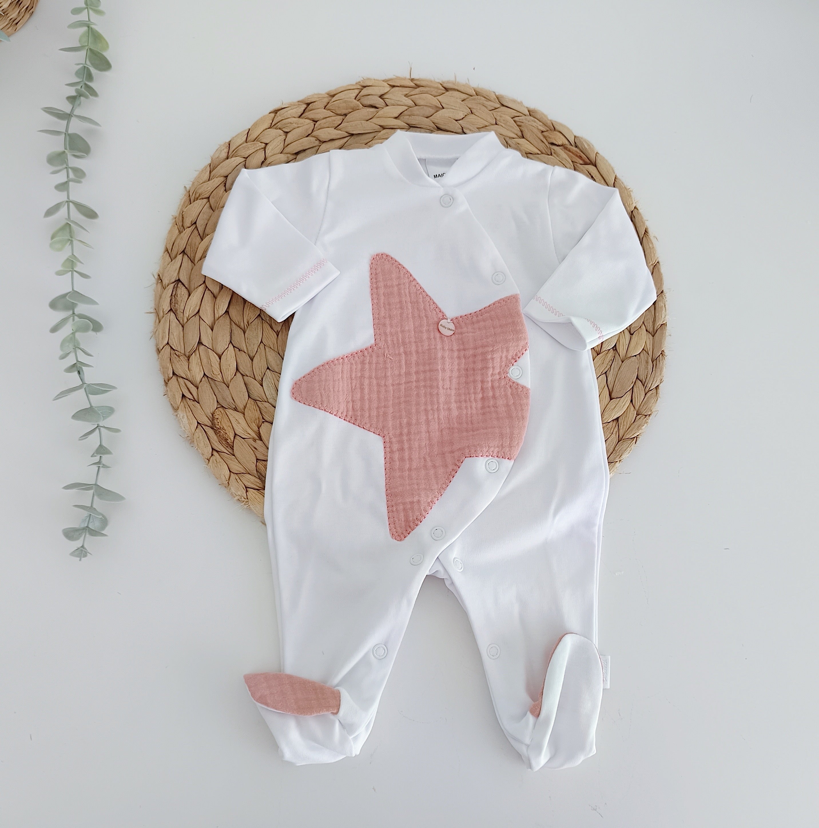 Babygrow Algodão Estrela Salmão