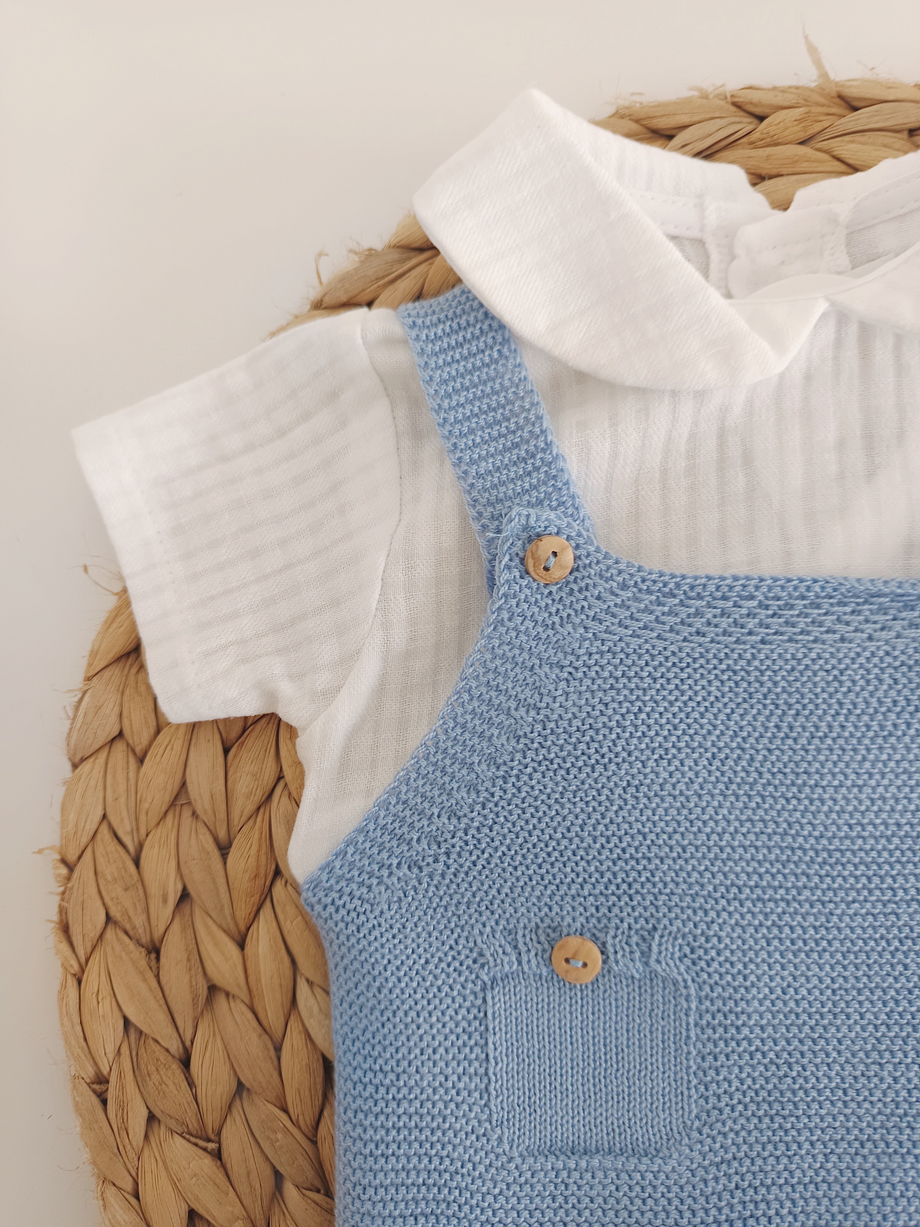 Fofo de Malha com Bolsos e Camisa Manga Curta Jeans