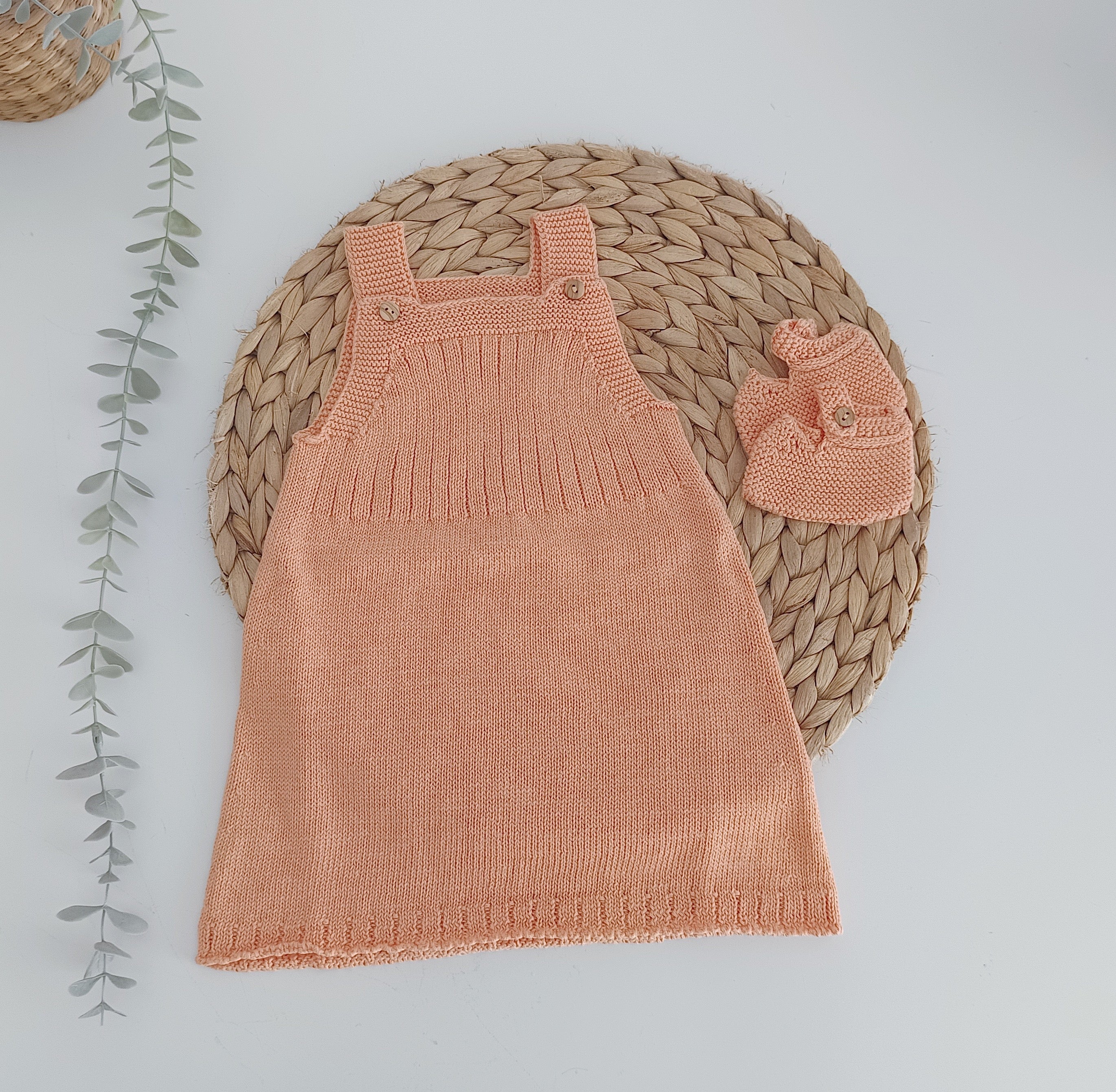 Vestido de Malha com sapatinhos Salmão