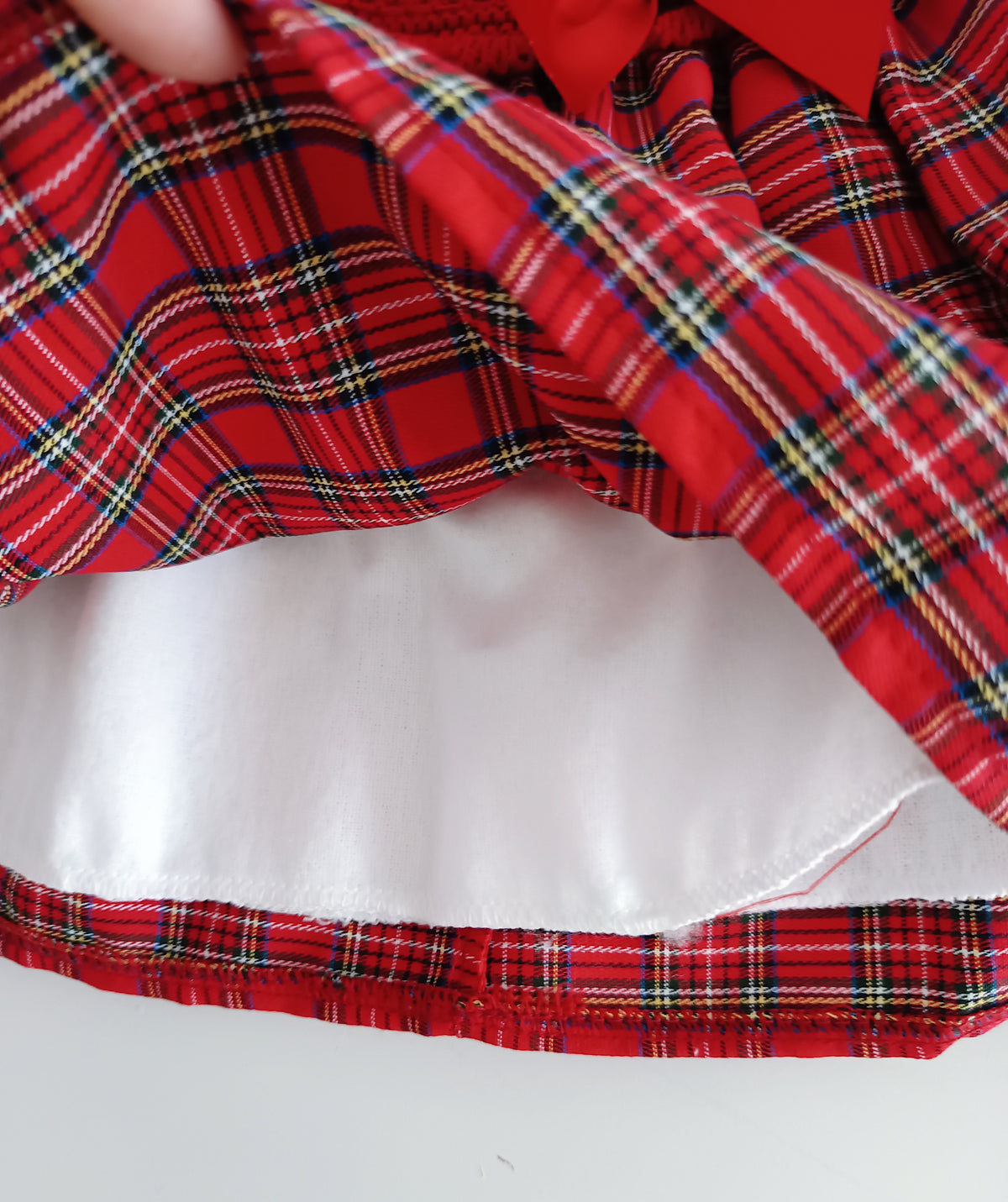 Vestido de Tecido e Malha Xadrez Vermelho