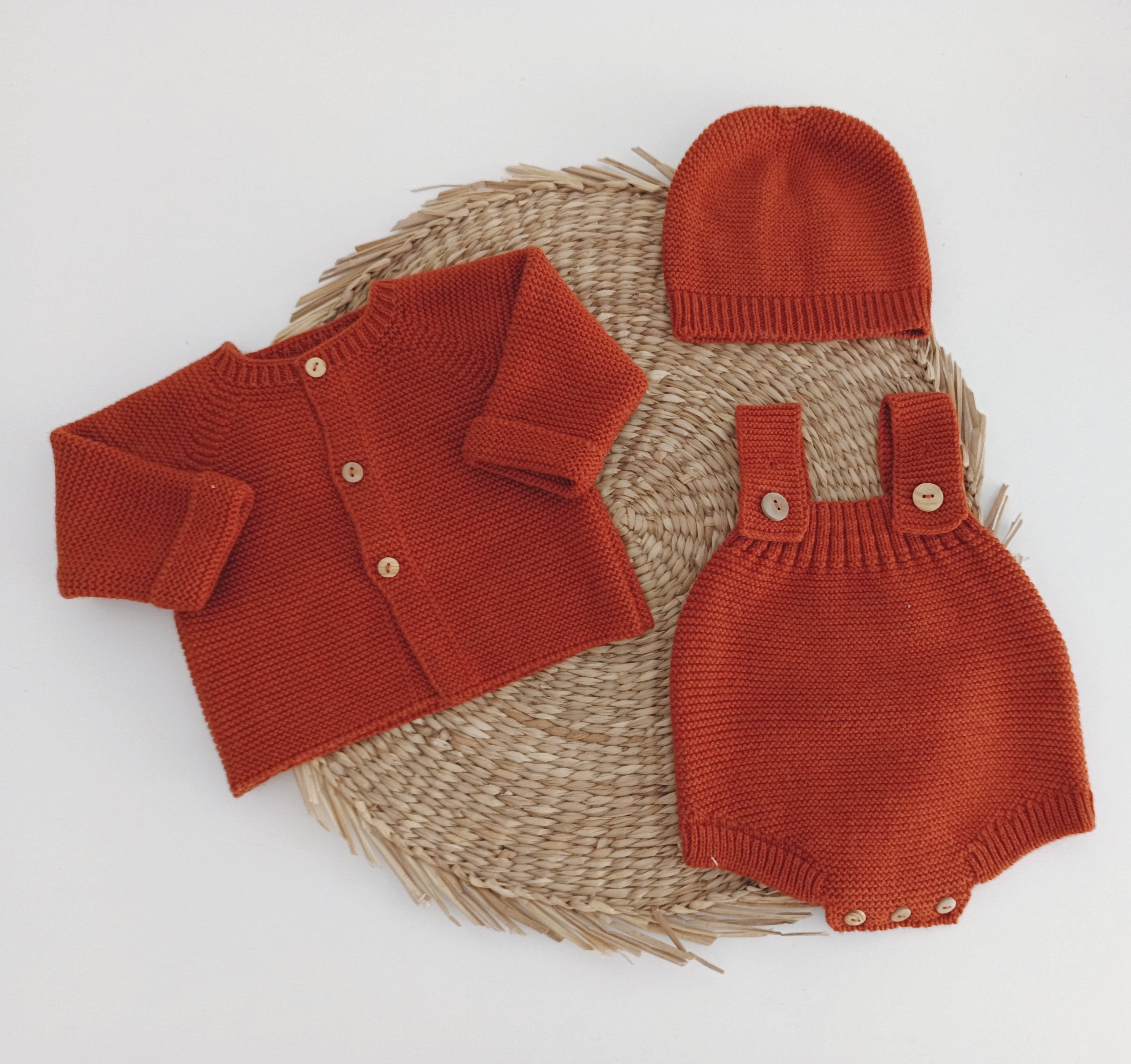 Fofo Básico de Malha com Gorro e Casaco Tijolo