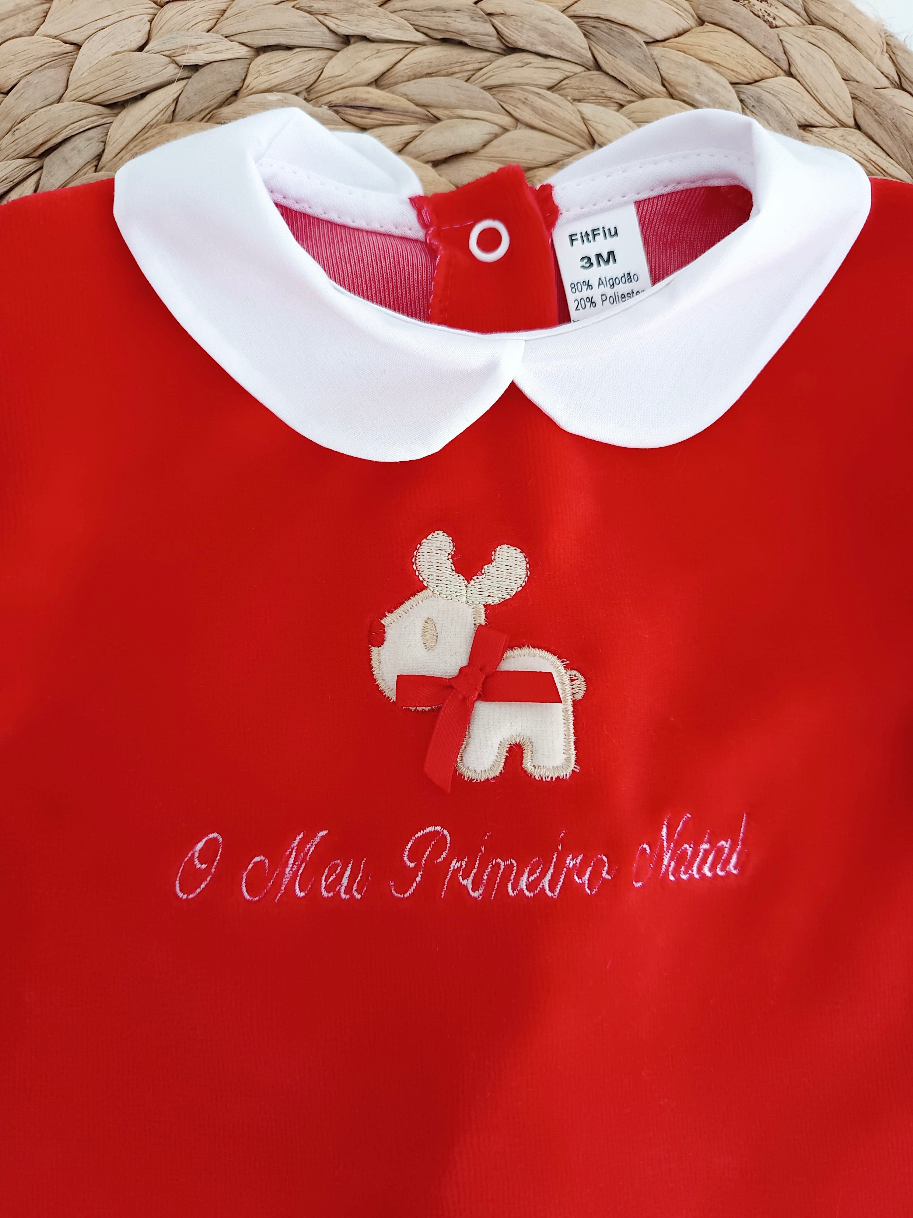 FitFiu Babies® | Babygrow em veludo O Meu Primeiro Natal