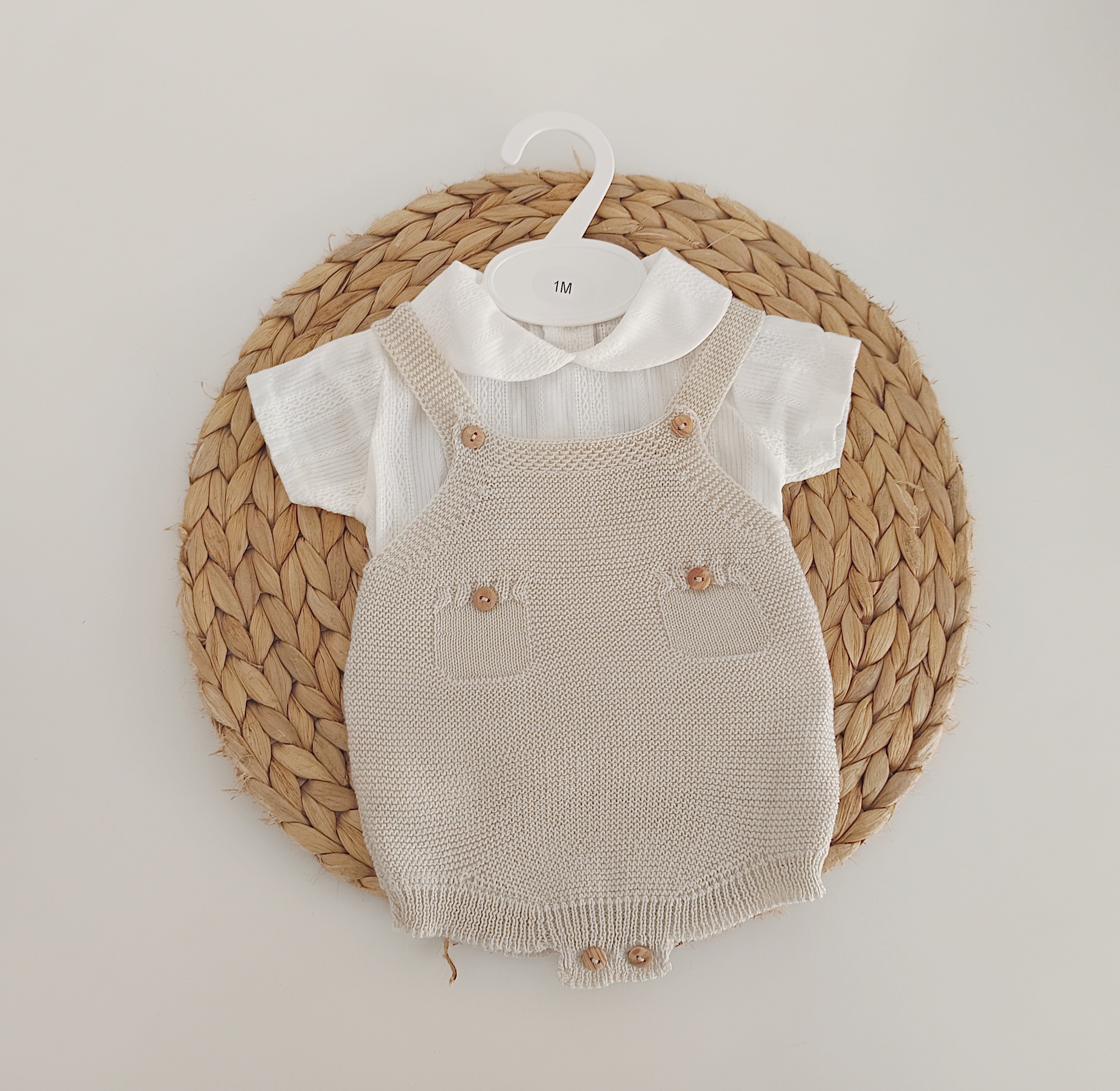 Fofo de Malha com Bolsos e Camisa Manga Curta Areia