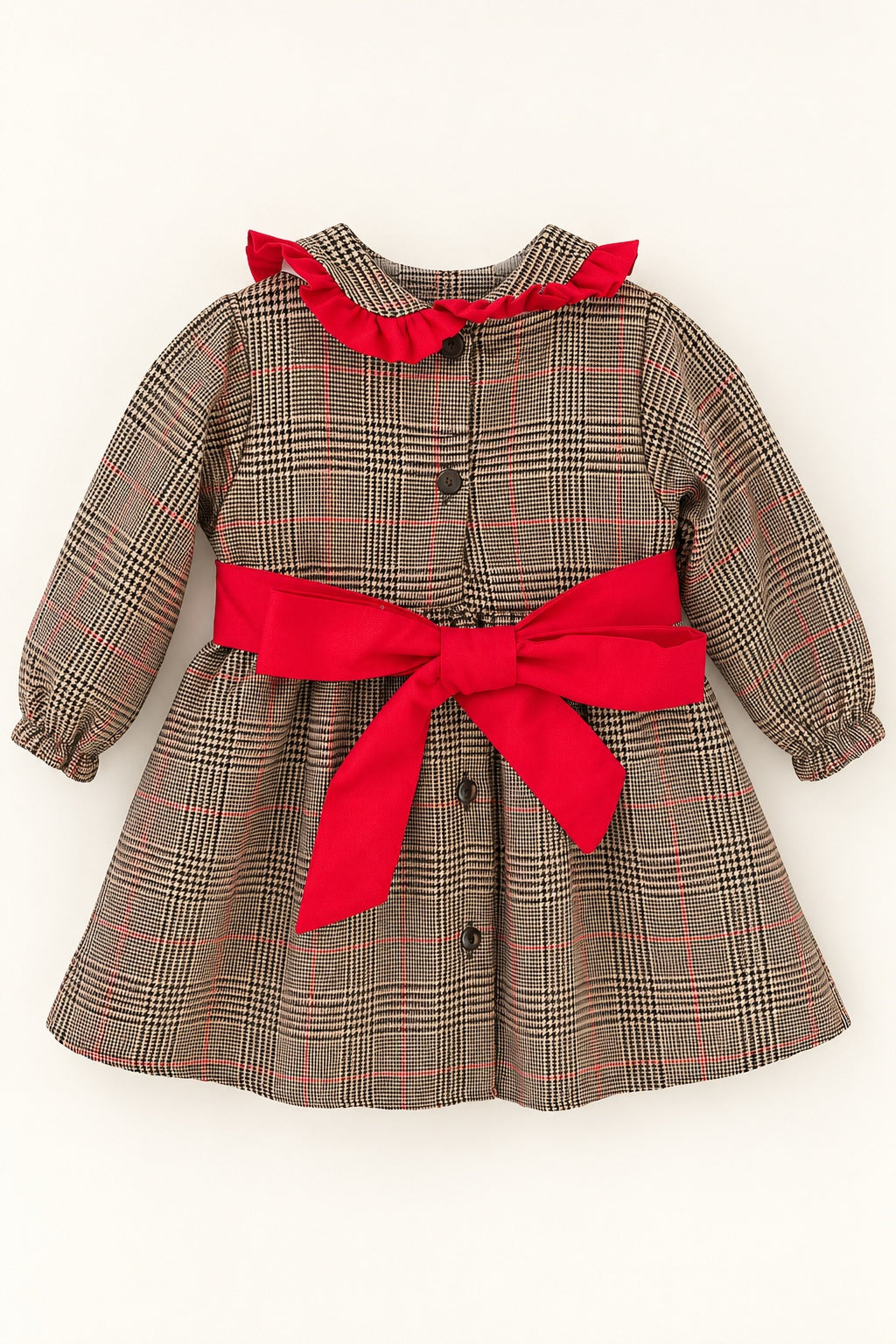 Vestido Xadrez com fita e laçarote atrás Vermelho