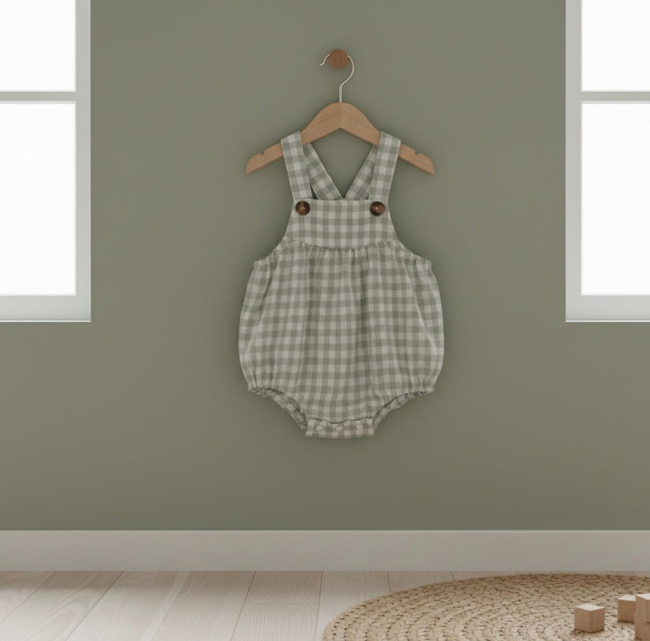 Fofo de Bebé Básico Xadrez Verde