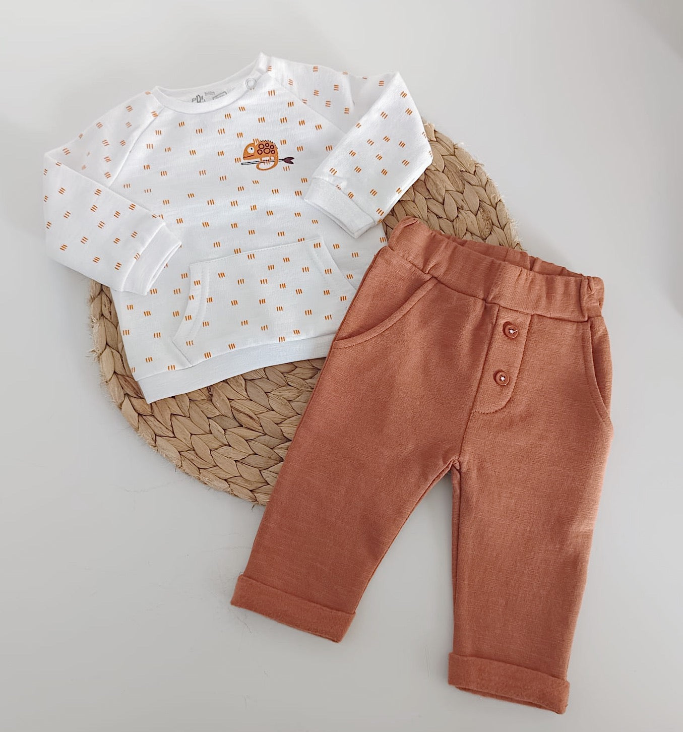 Conjunto Duas Peças Bolsos Tijolo