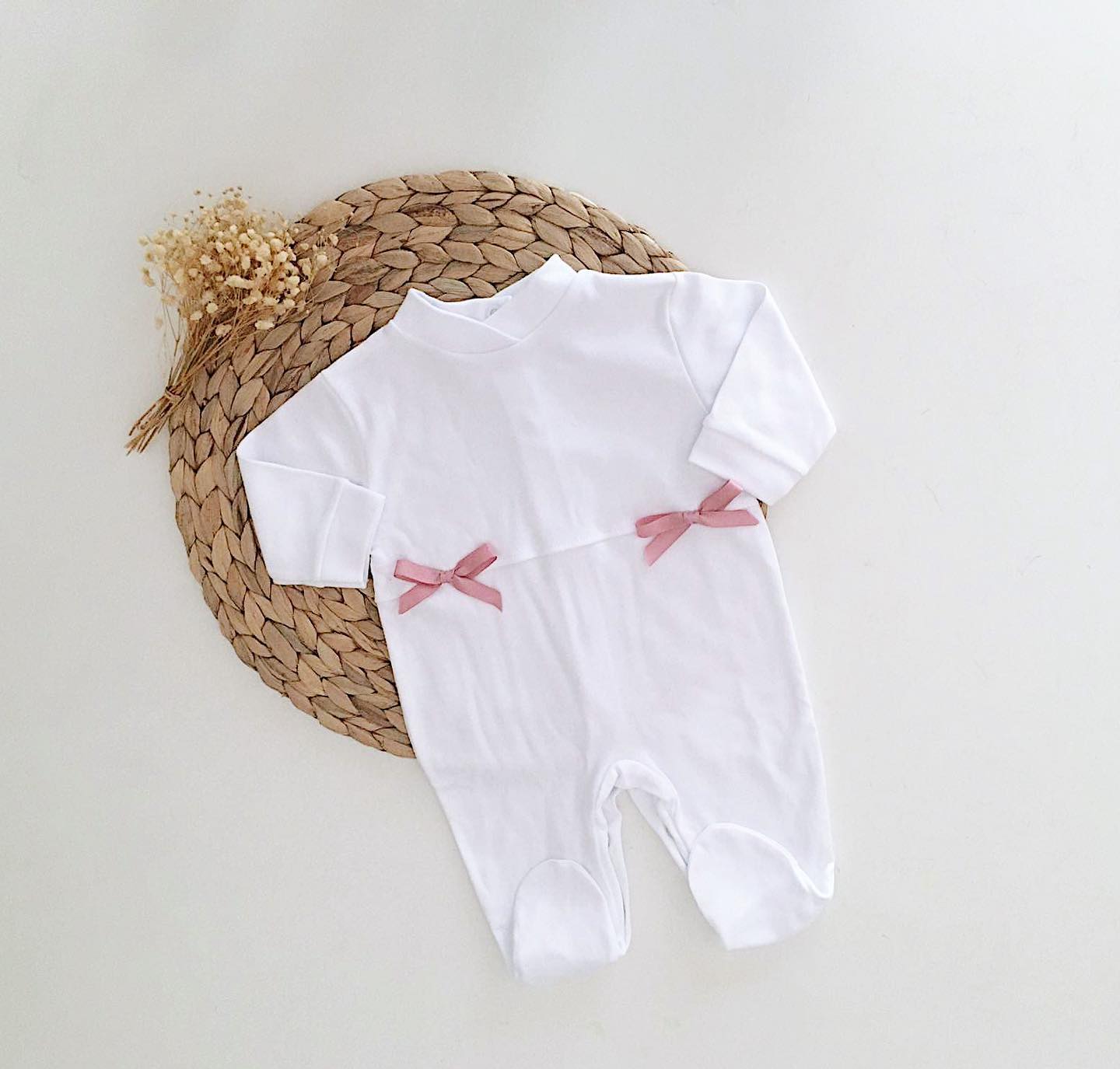 FitFiu Babies® | Babygrow Algodão Dois Laços Rosa Velho