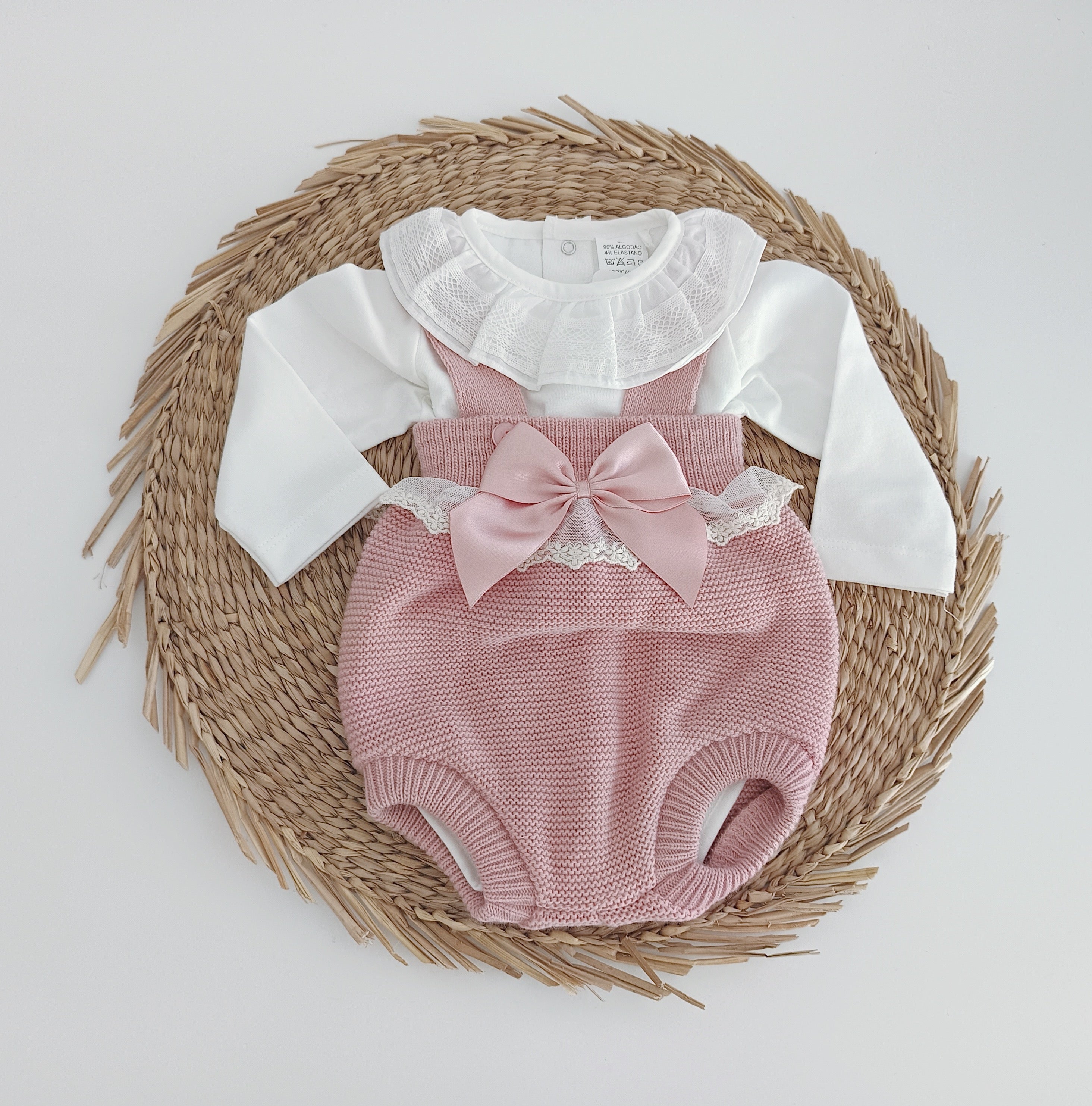 Fofo de Malha Laço com Renda Rosa Velho