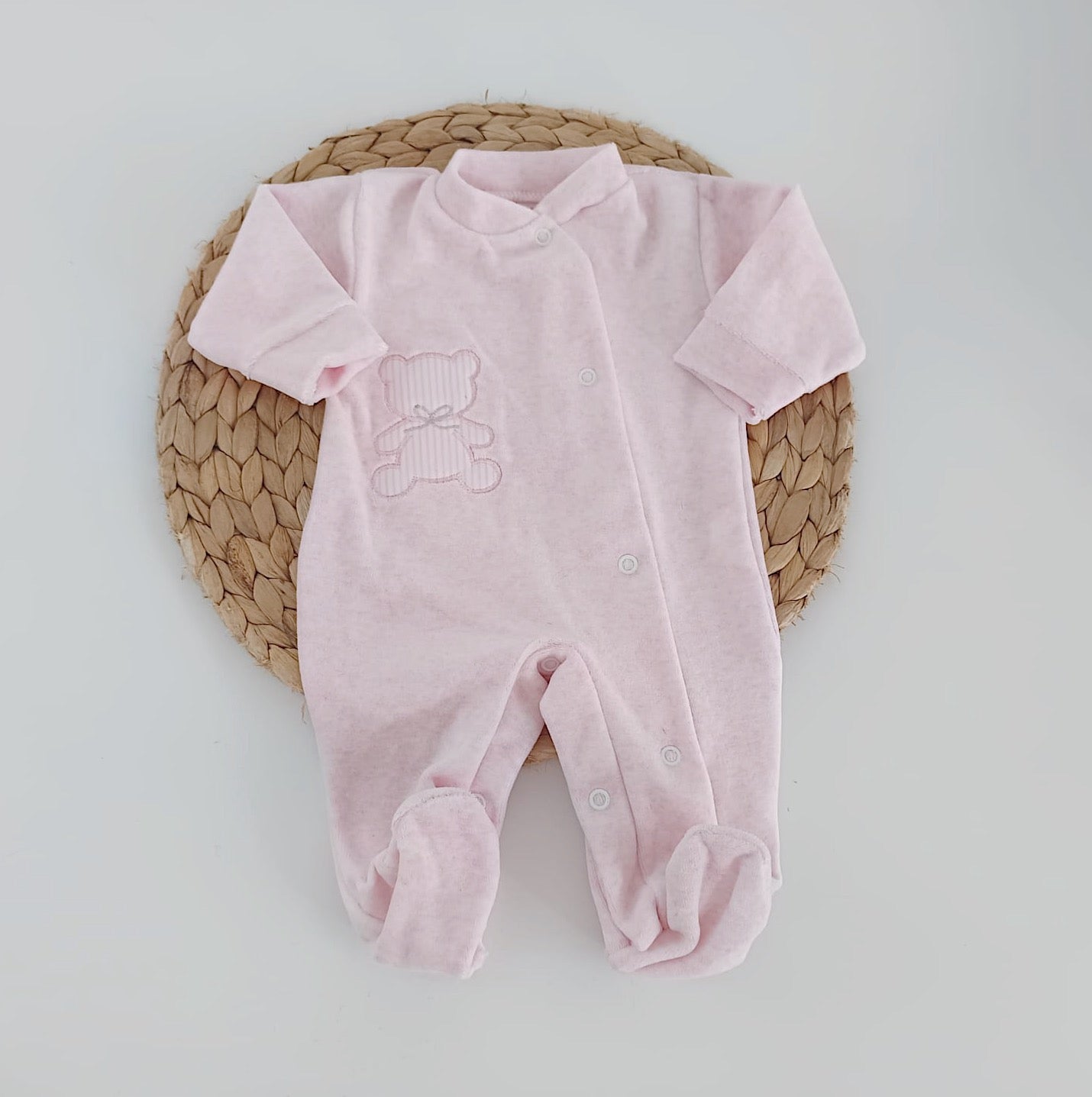 Babygrow de Veludo Urso Rosa