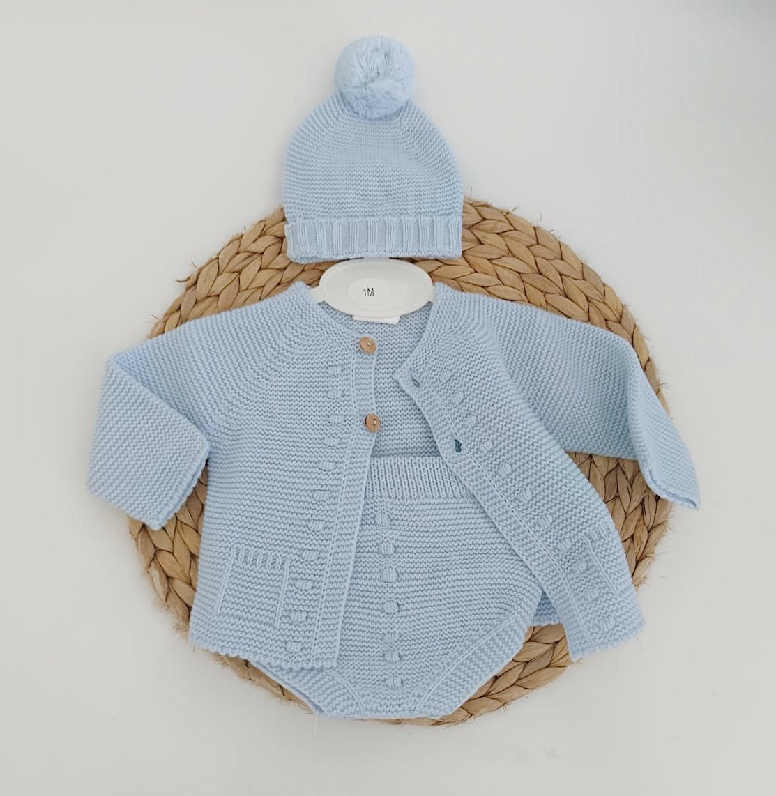Tapa Fraldas de Malha com Gorro e Casaco Azul