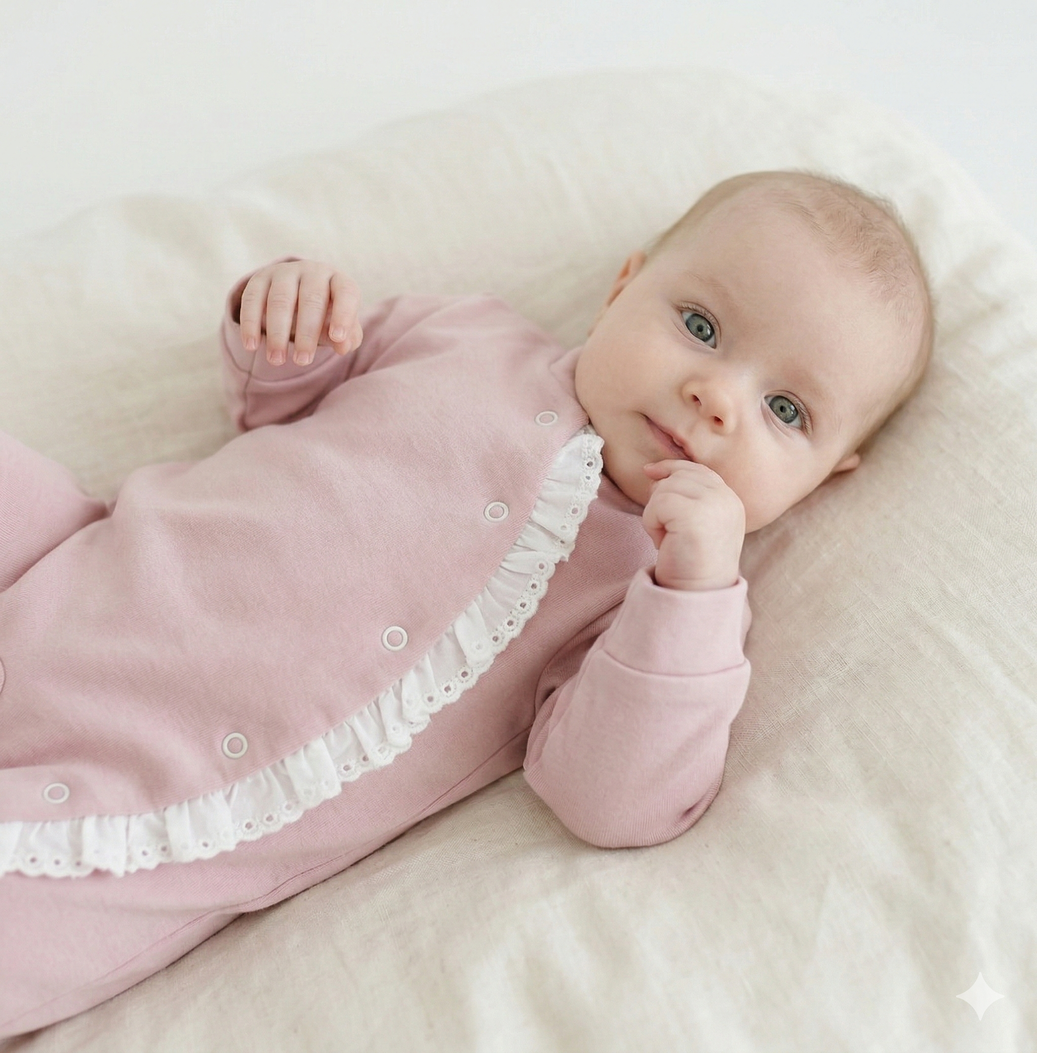 Babygrow Algodão Folho Lateral Rosa Velho