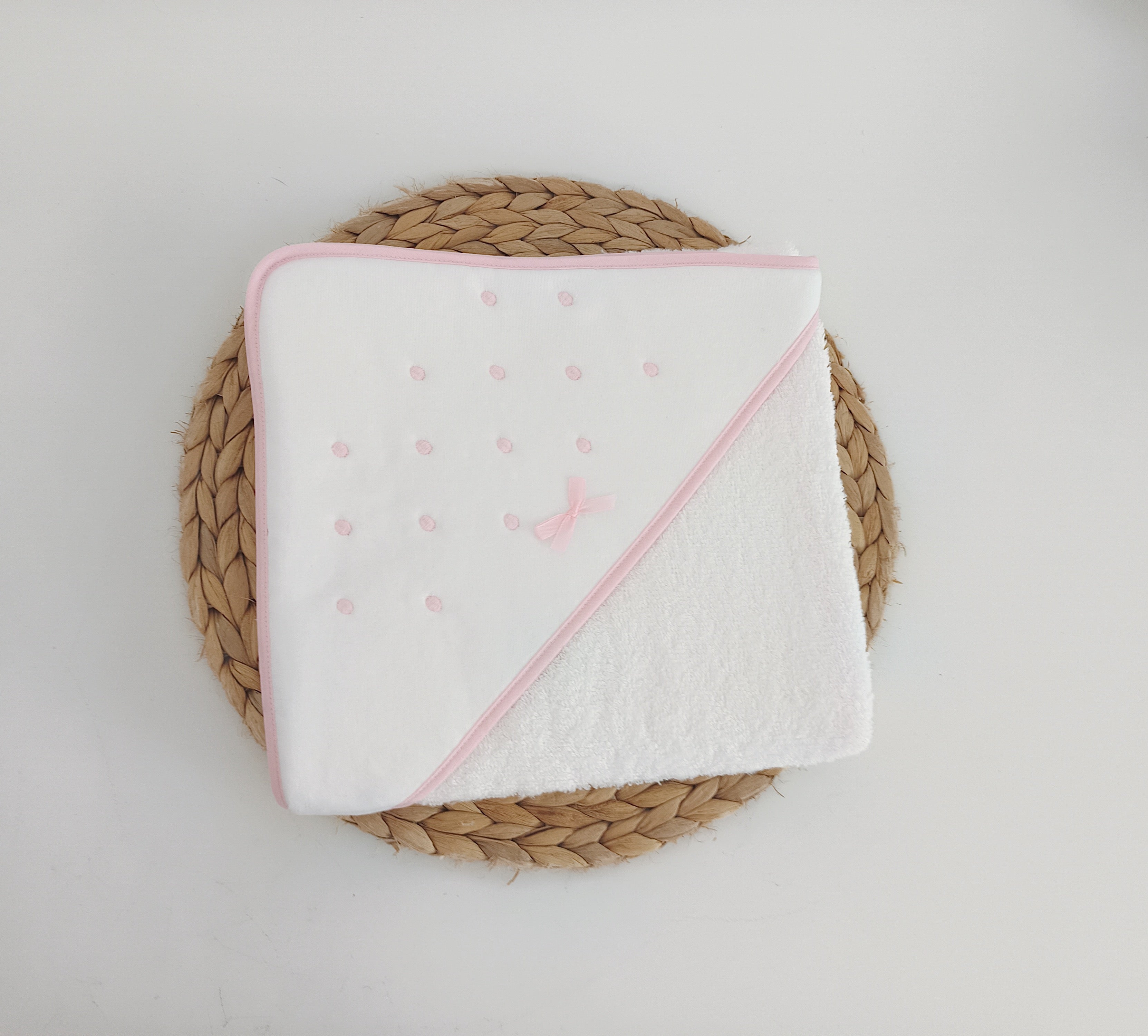 Toalha de banho Bebé Pintas Rosa