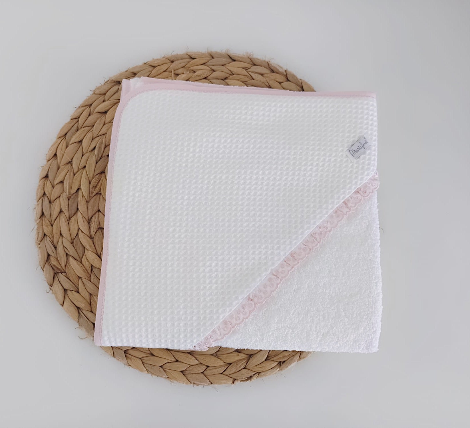 Toalha de banho Renda com Favos Rosa