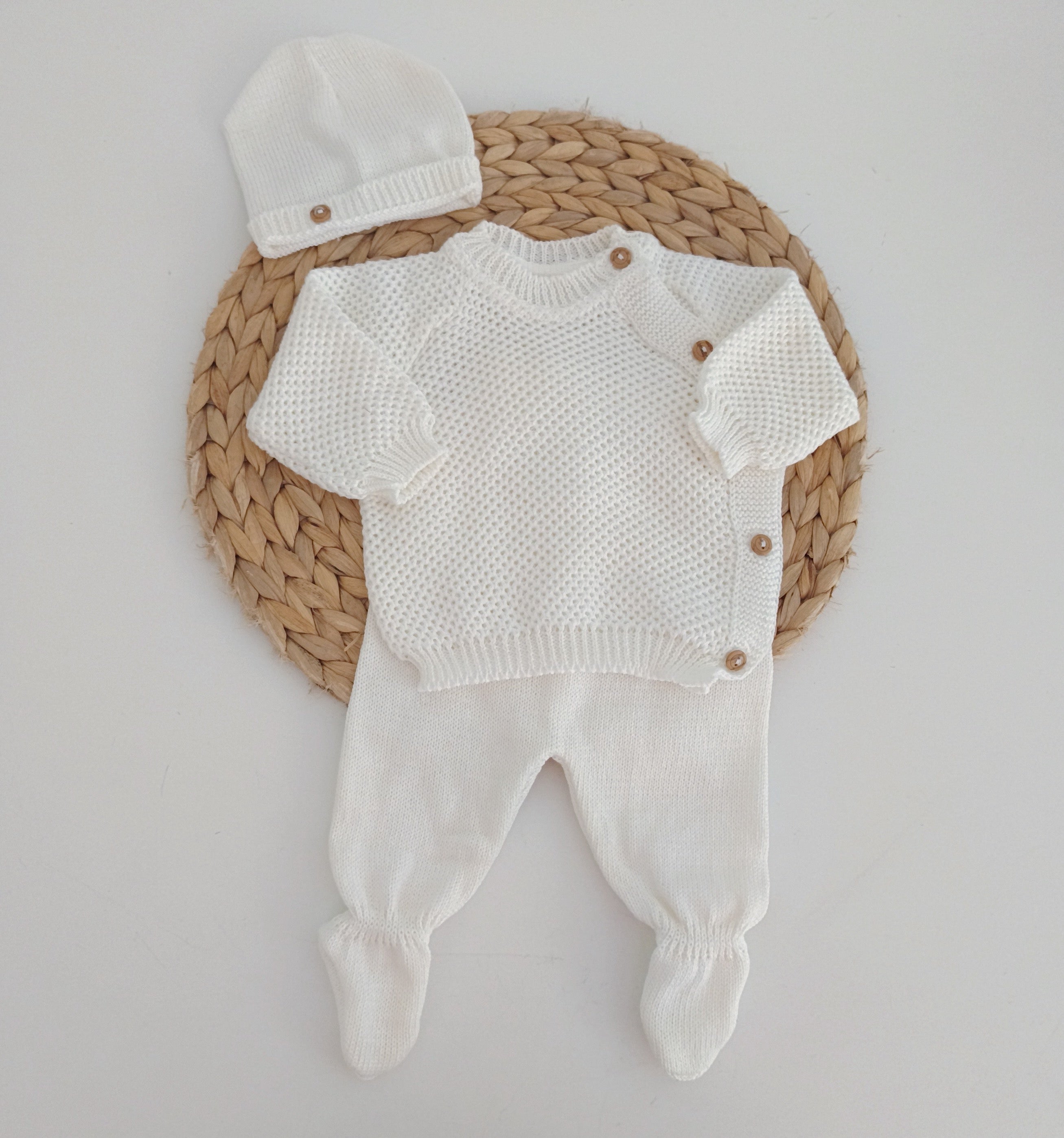Conjunto de Malha Botões Pérola