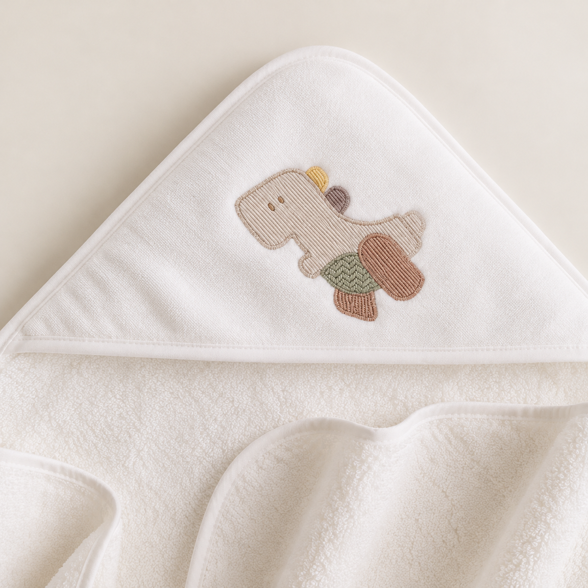 FitFiu Babies® | Toalha de Banho para Bebé Dinossauro Branco