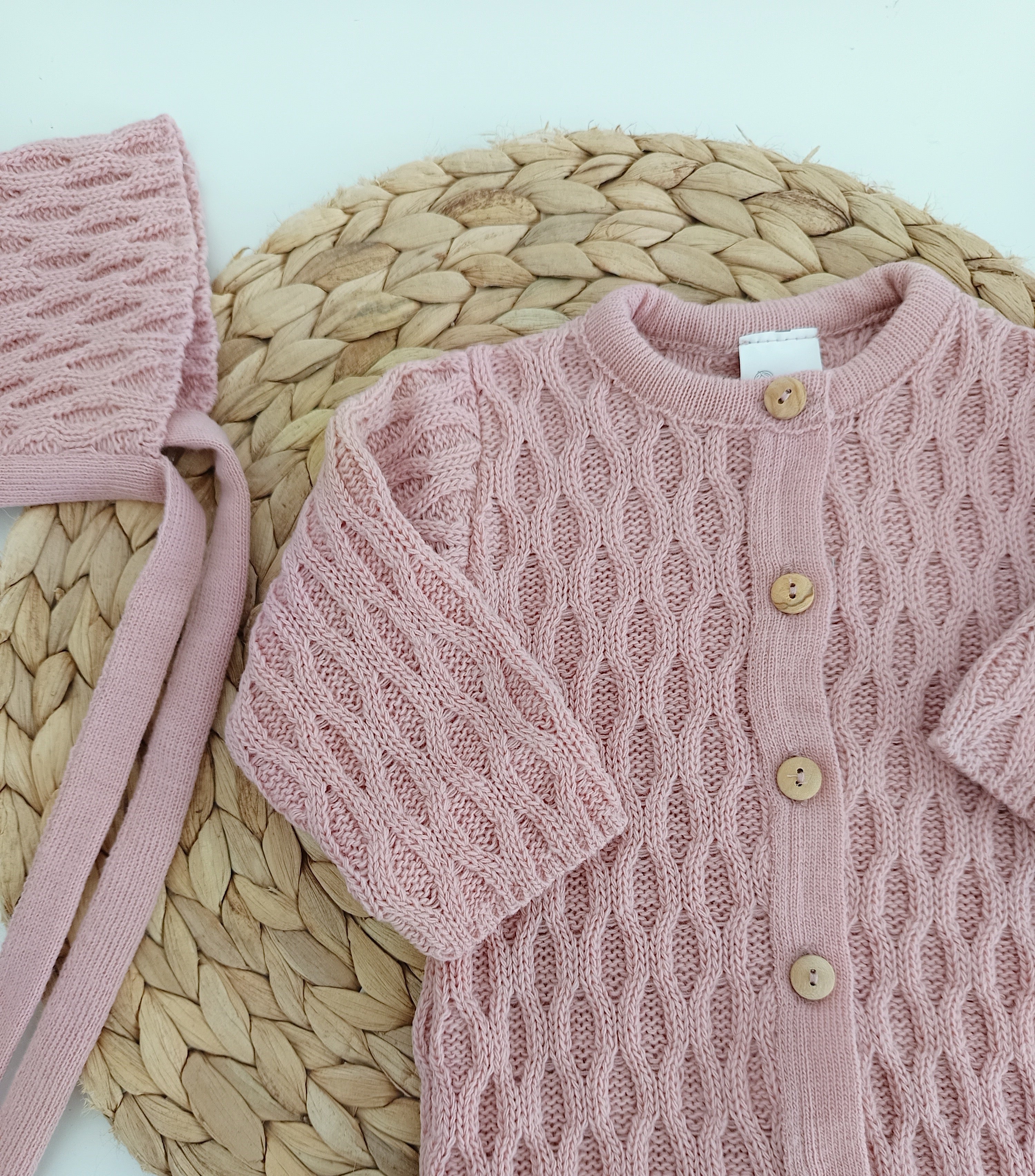 Babygrow de malha com touca Rosa Velho