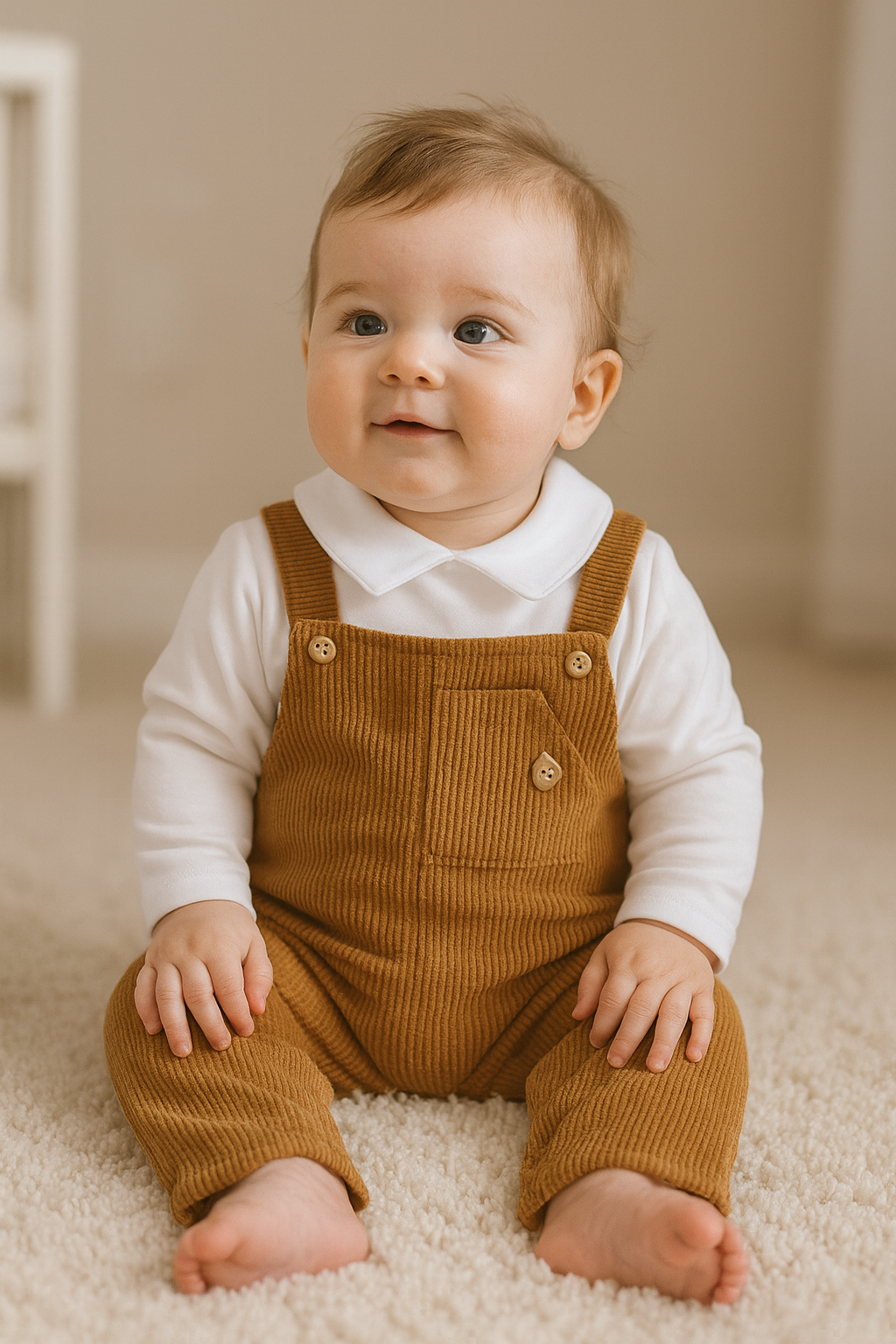 Jardineiras de Bombazine com Camisa Camel