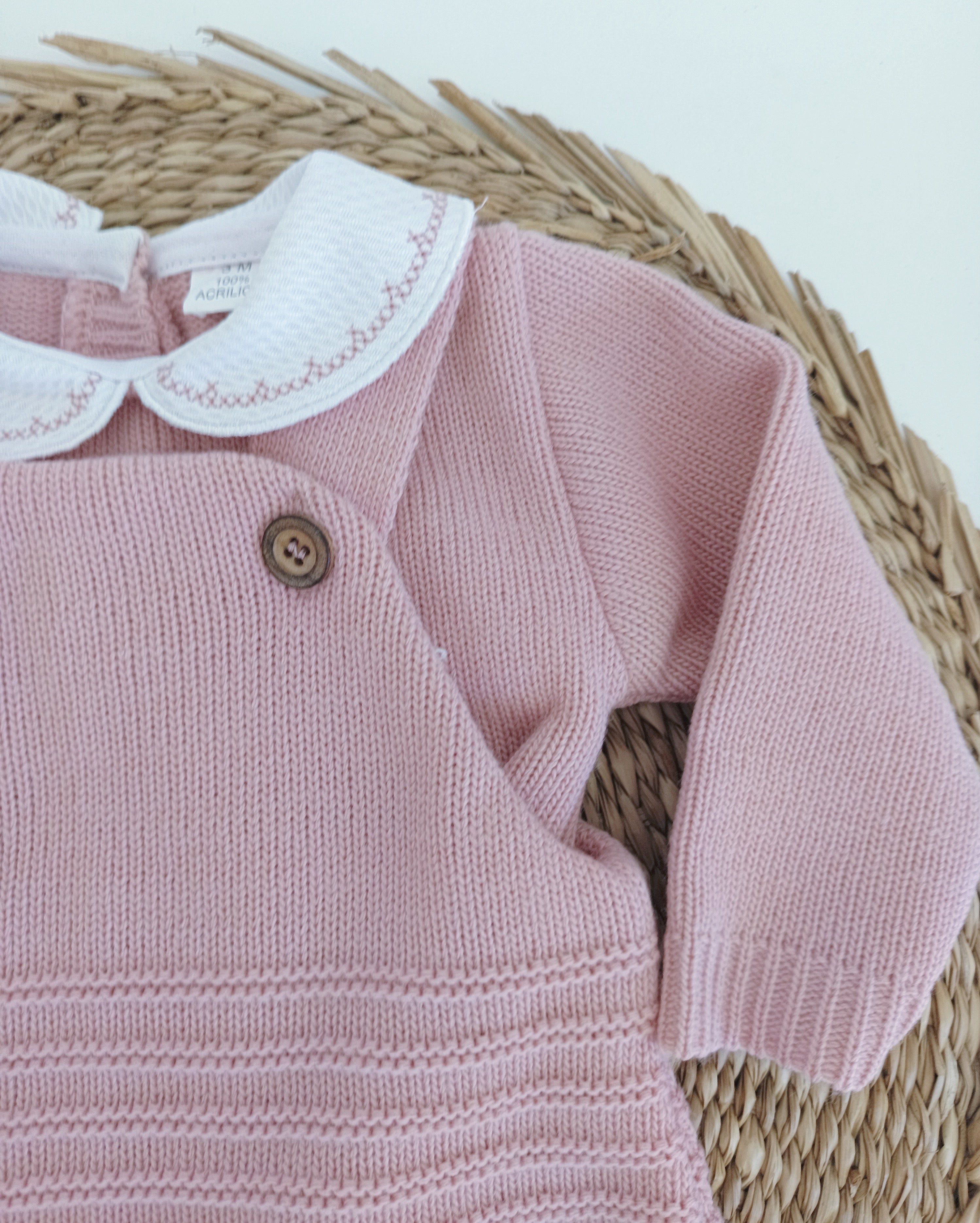 Jardineiras de malha com Camisola Laços nos pés Rosa Velho