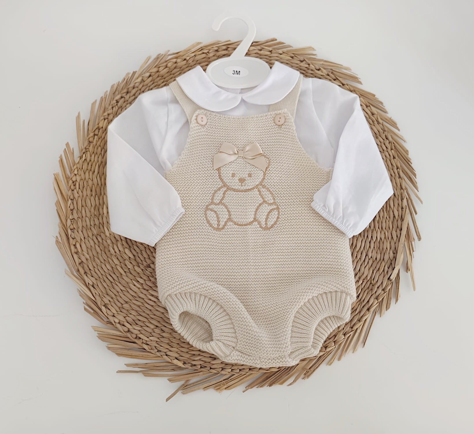 Fofo de Malha com Camisa Urso Laço Areia