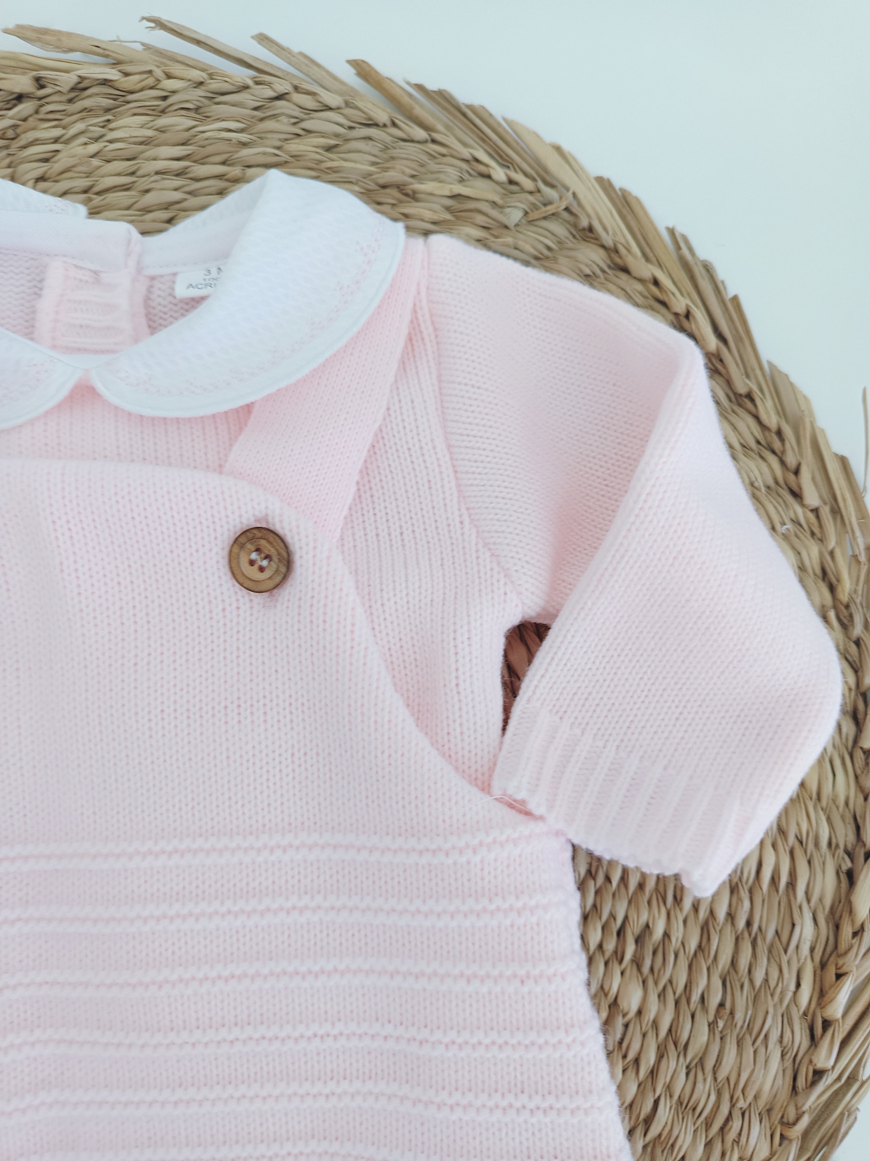 Jardineiras de malha com Camisola Laços nos pés Rosa