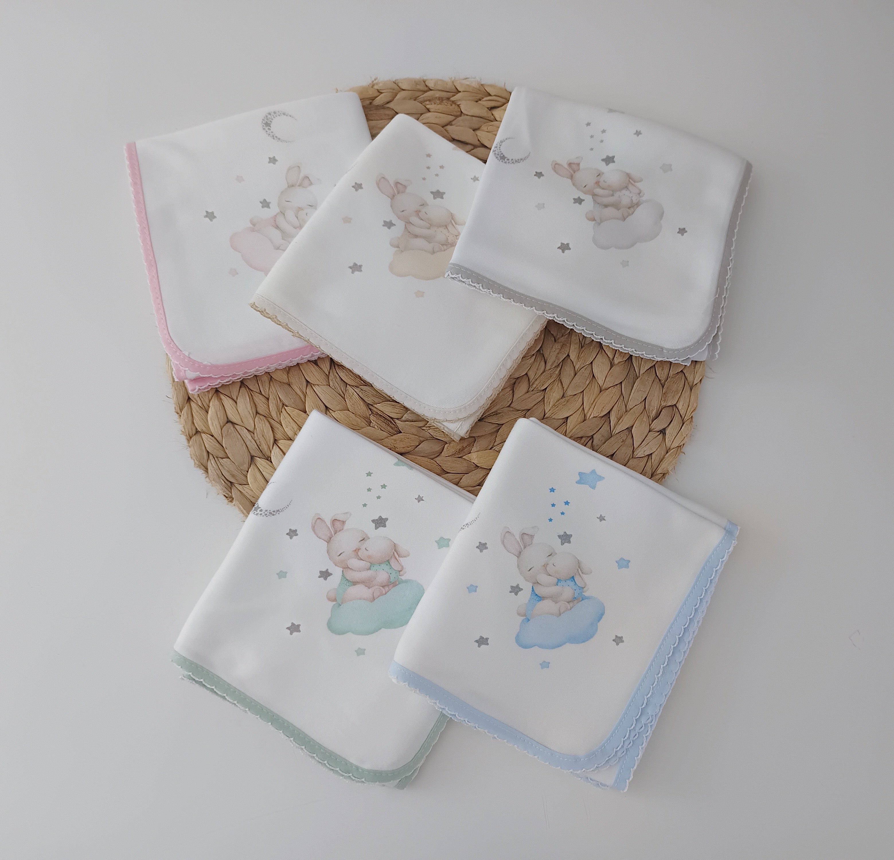 Fralda de Algodão para Bebé Coelhos Nuvem