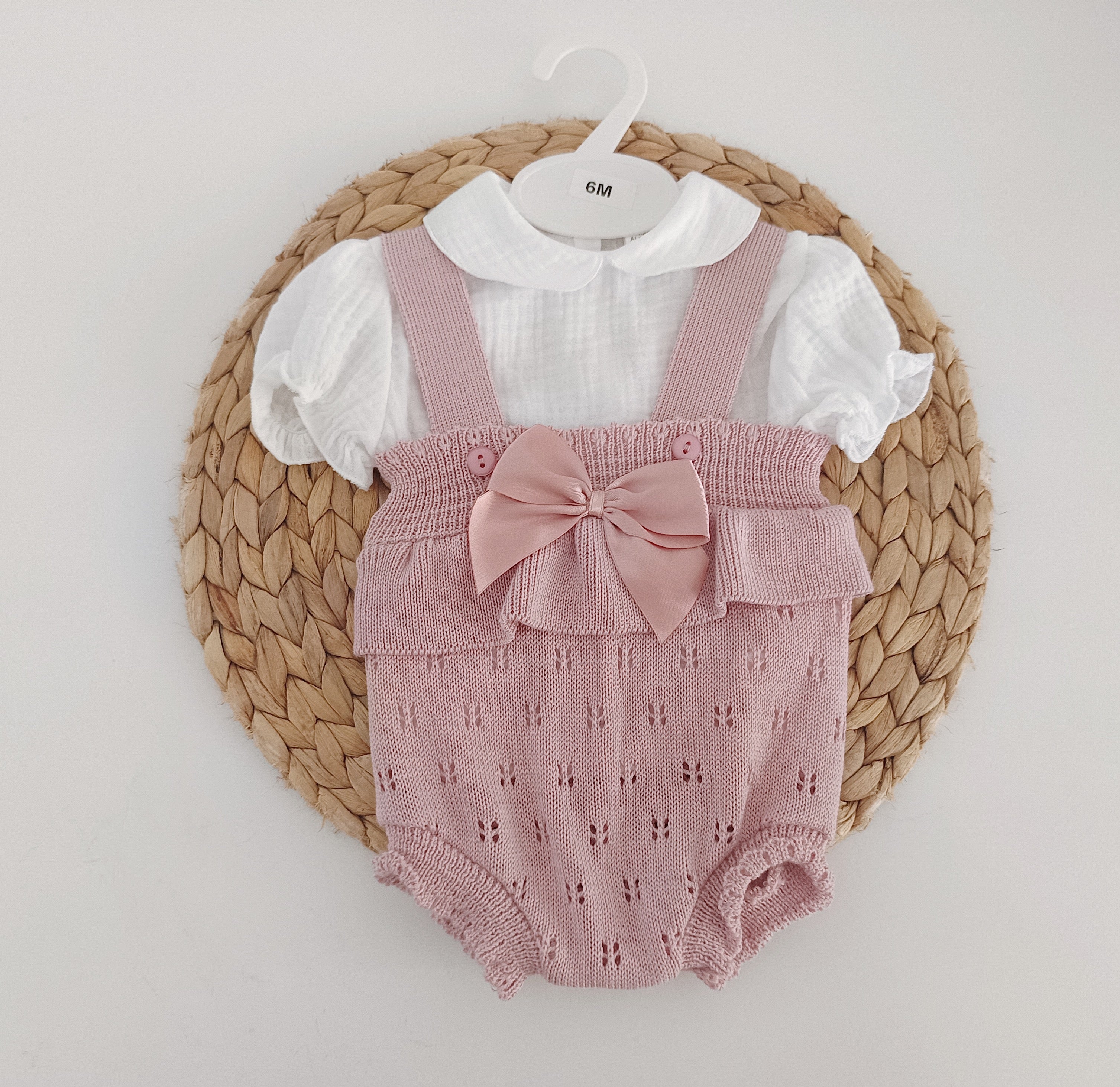 Fofo de Malha Laçarote com Blusa Manga Curta Rosa Velho