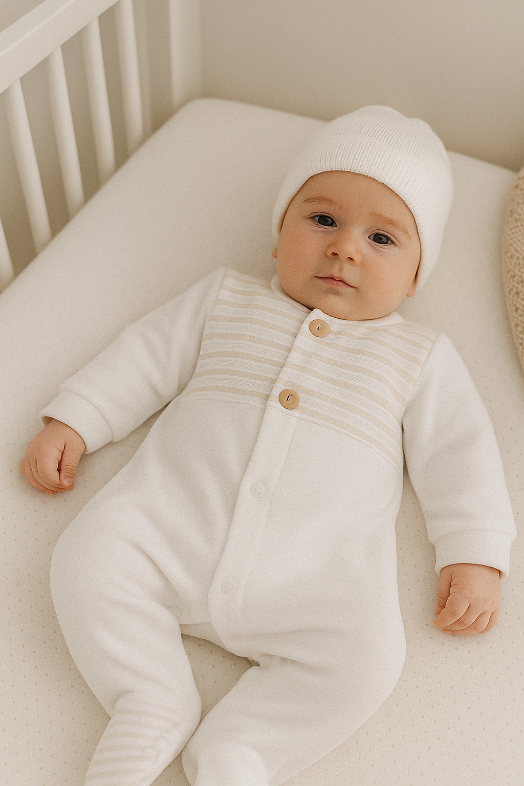 FitFiu Babies® | Babygrow Peitilho Riscas com Botões Pérola