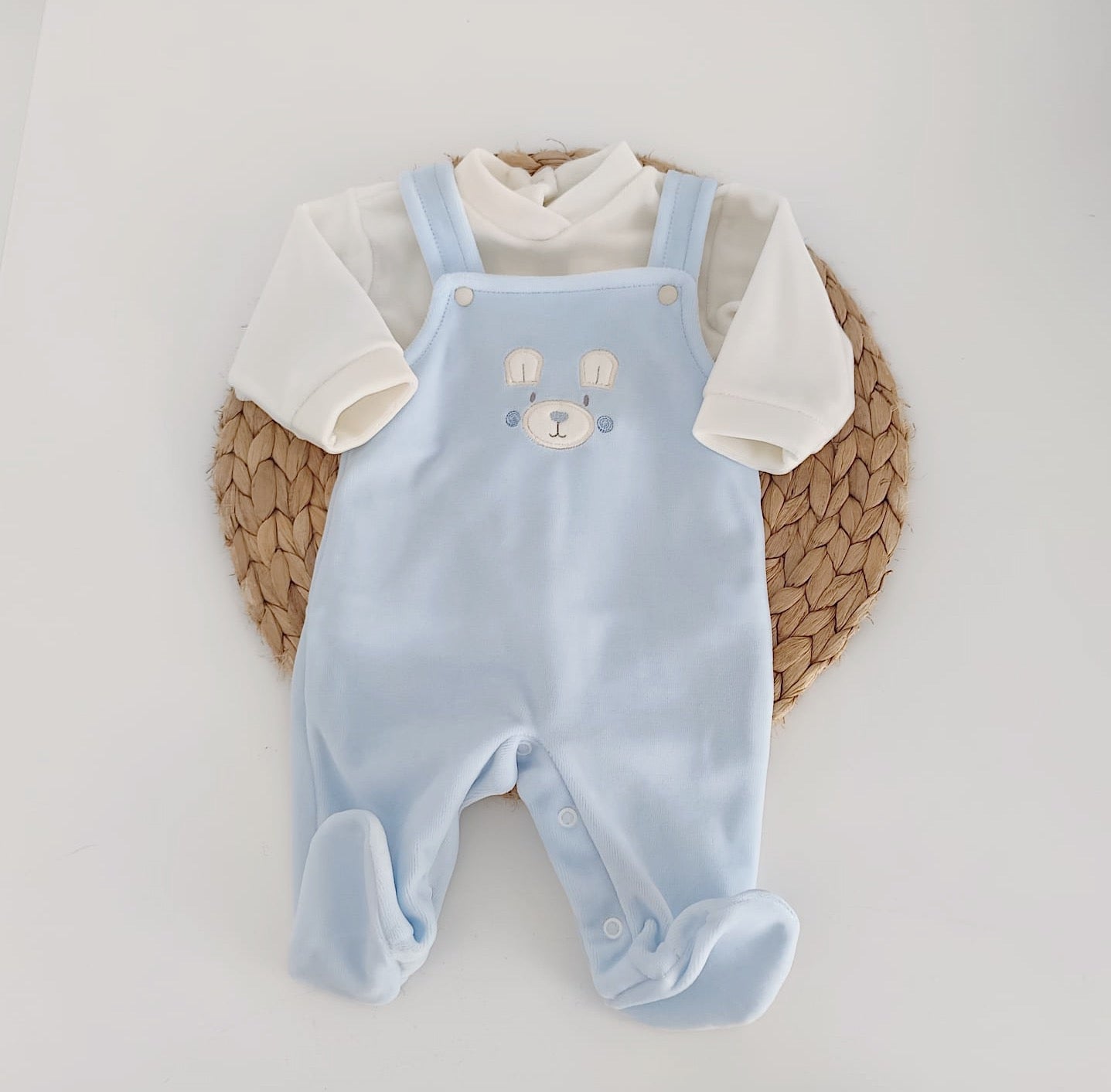 Jardineiras c/ Camisola Veludo Urso Azul