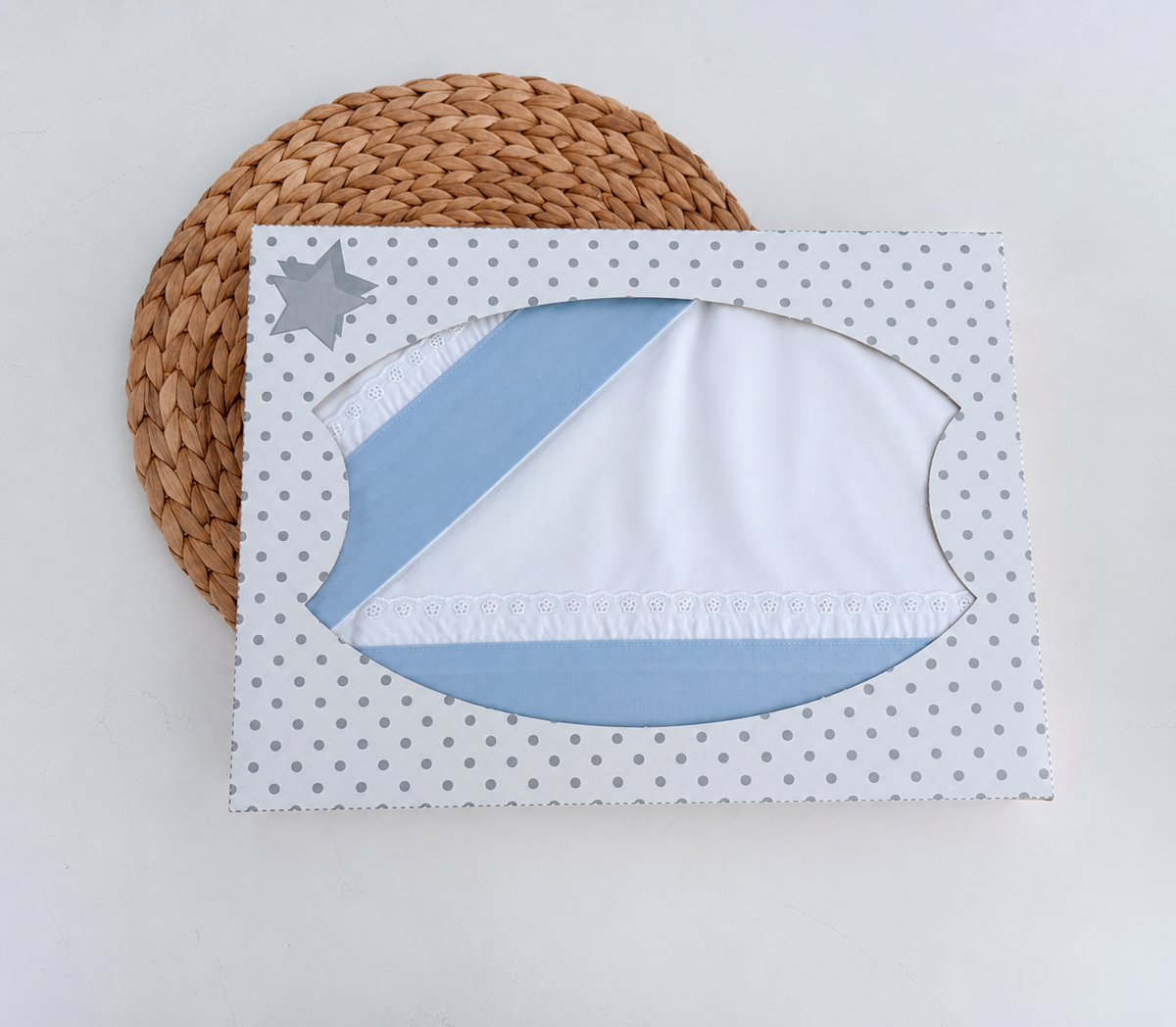 Jogo de Lençol Algodão p/ Cama Grades Barra Azul