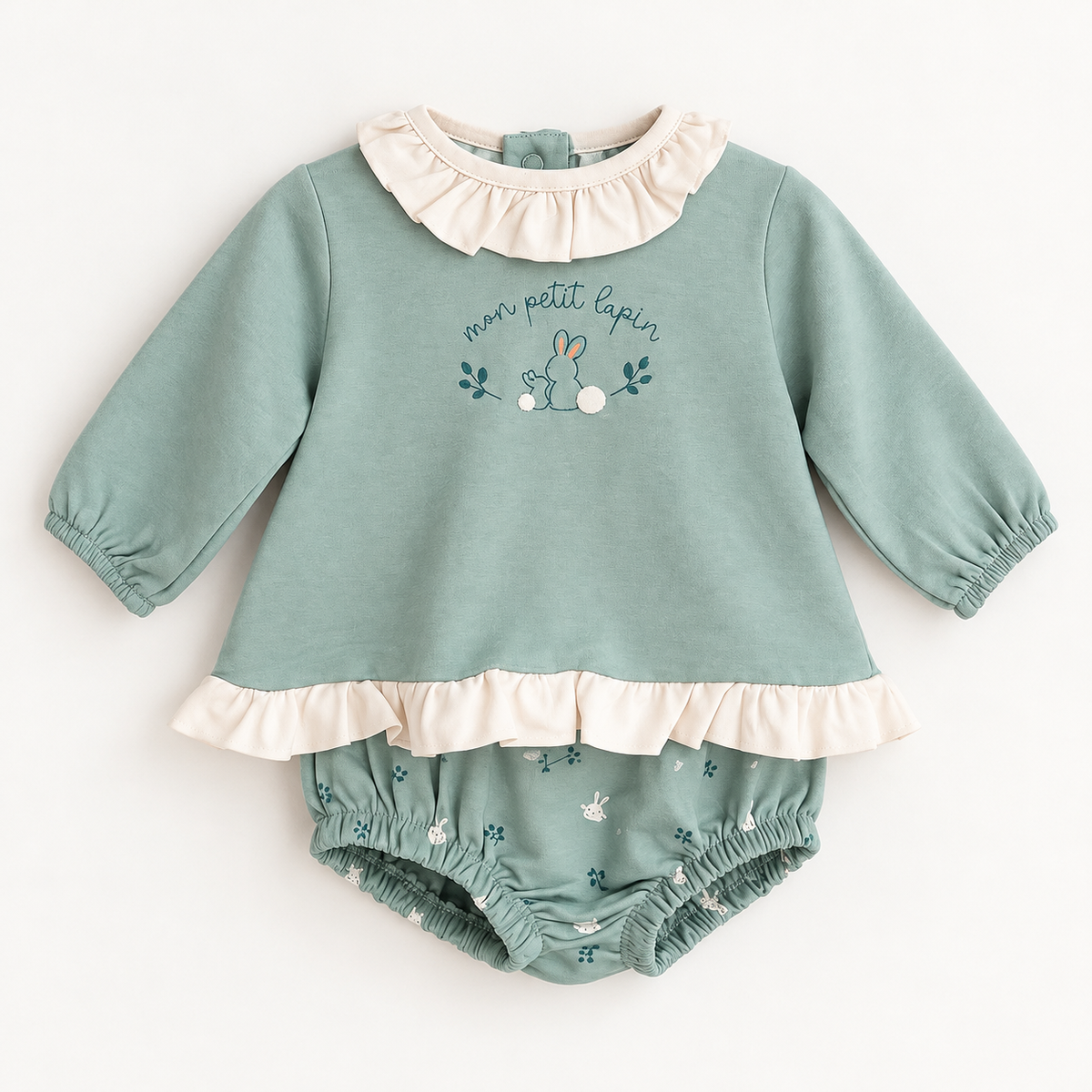 Tapa fraldas com Camisola Coelhinhos Verde