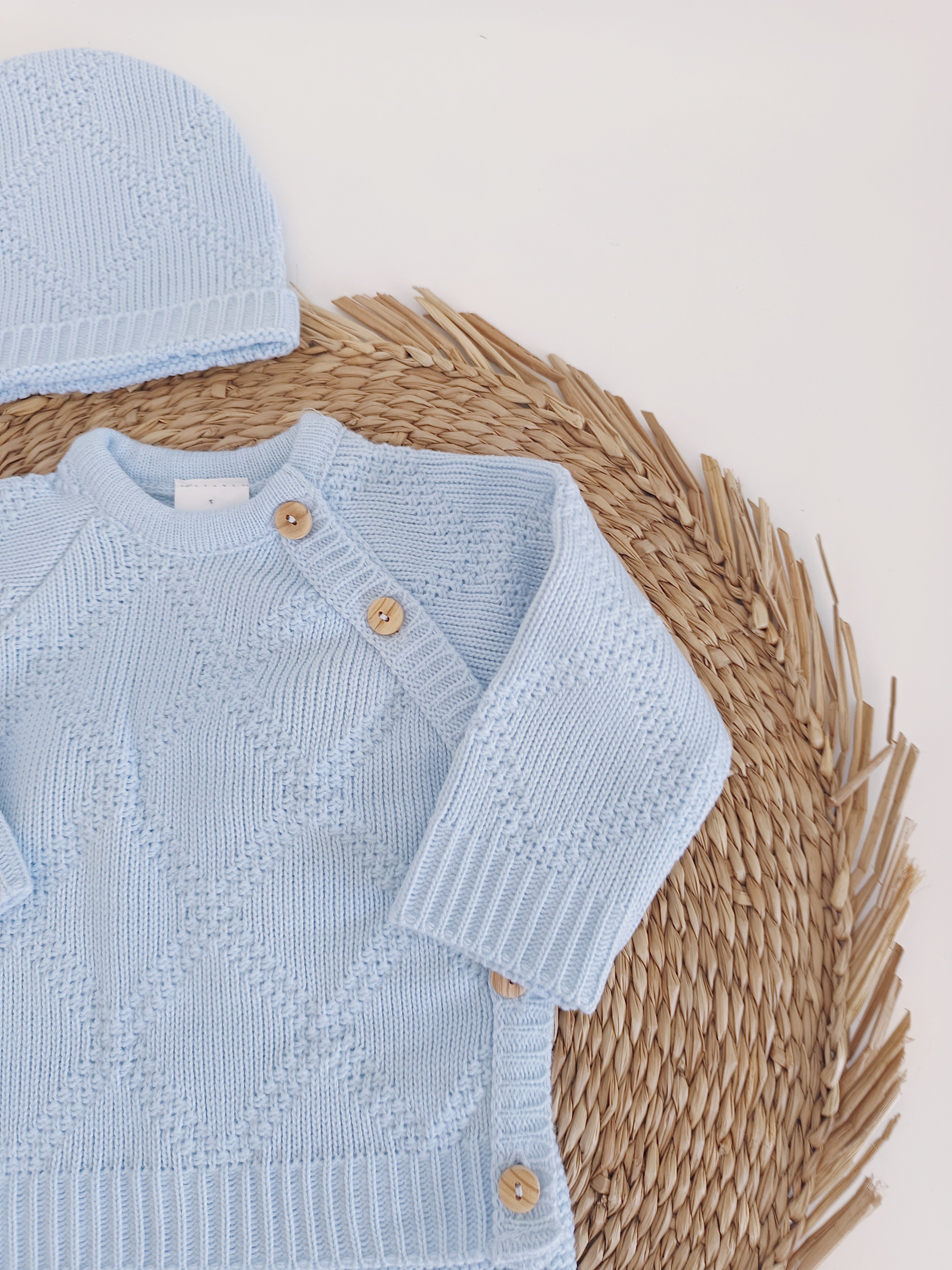 Conjunto de Malha Losangos Azul
