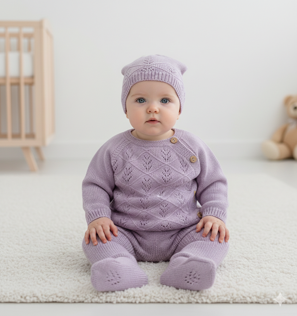 Conjunto de Malha com gorro Lilás