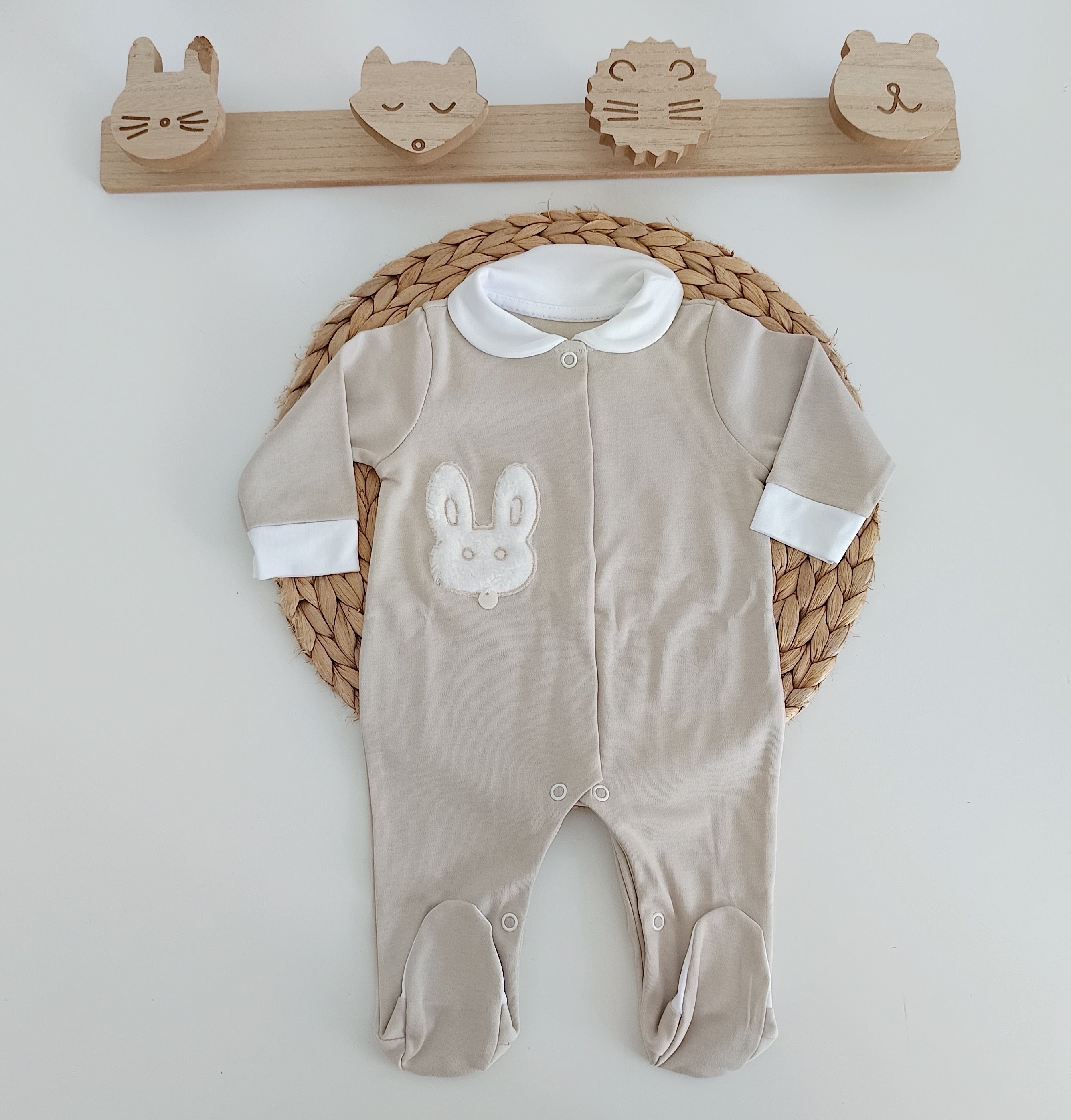Babygrow Algodão Coelho com Pelo Areia