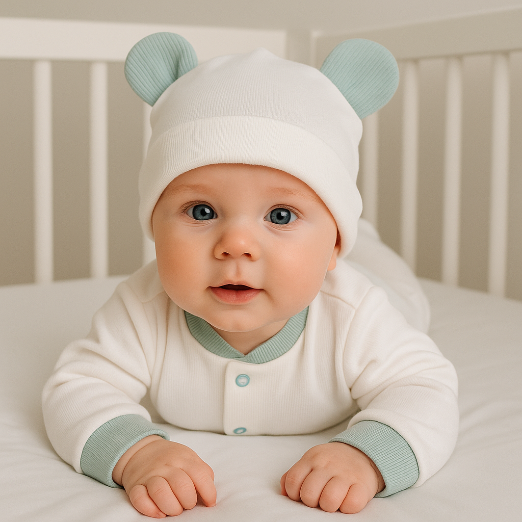 FitFiu Babies® | Babygrow Algodão Básico e Gorro Orelhas Verde