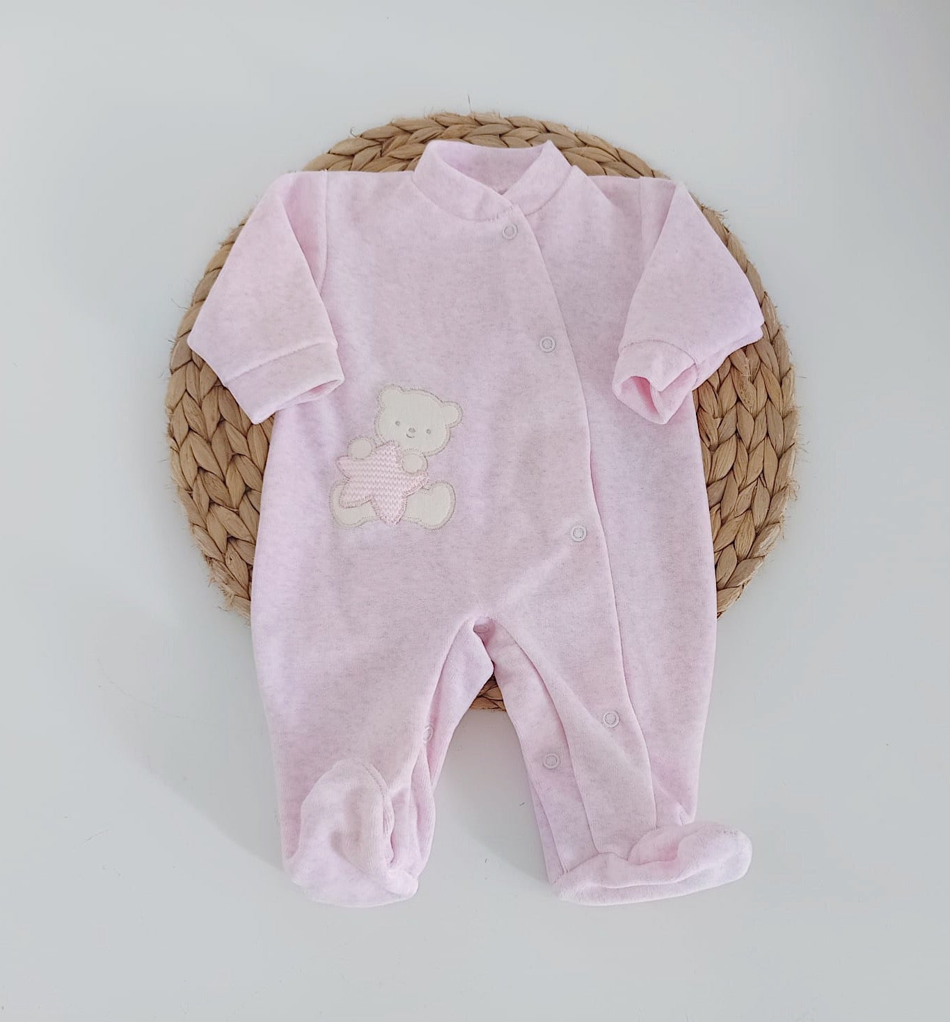 Babygrow de Veludo Urso Estrela Rosa