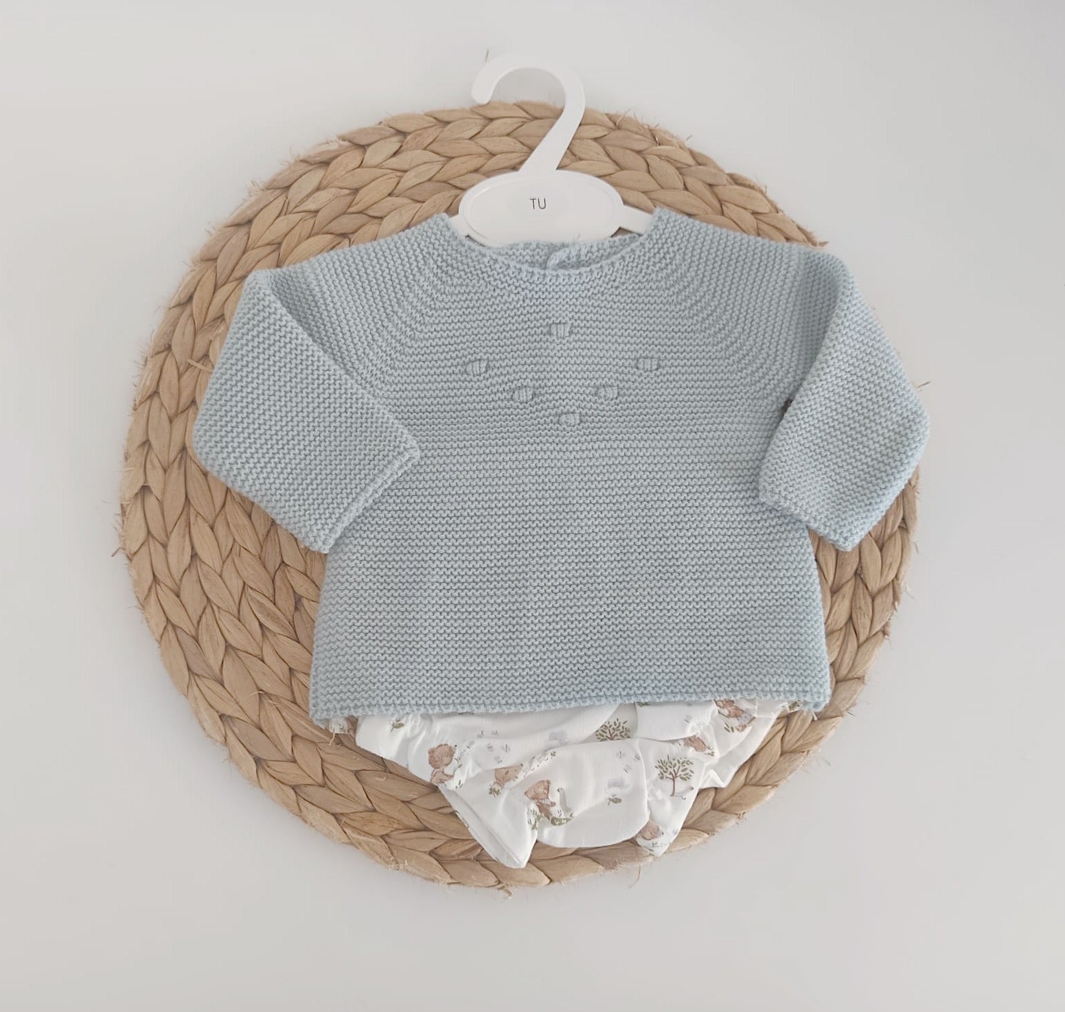 Tapa Fraldas com Camisola de Malha Ursos Azul