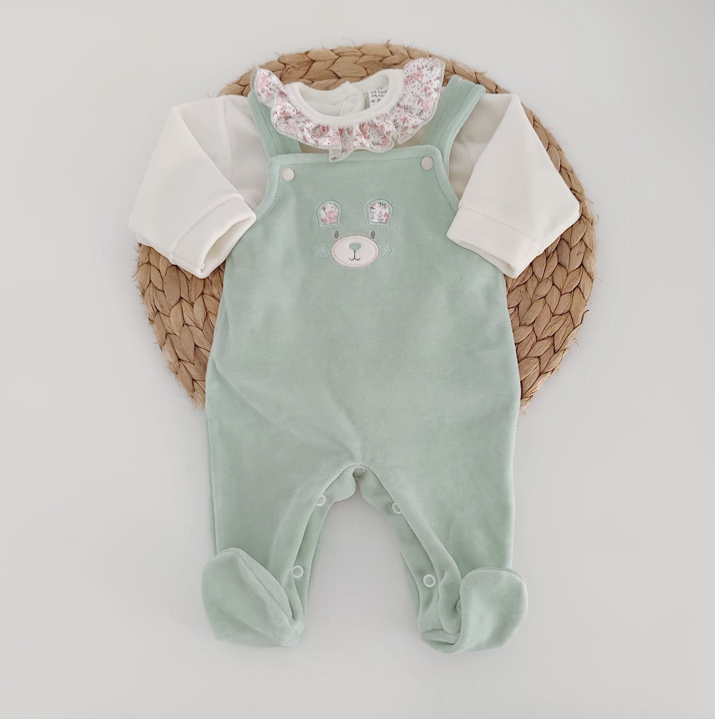 Jardineiras c/ Camisola Veludo Urso Verde