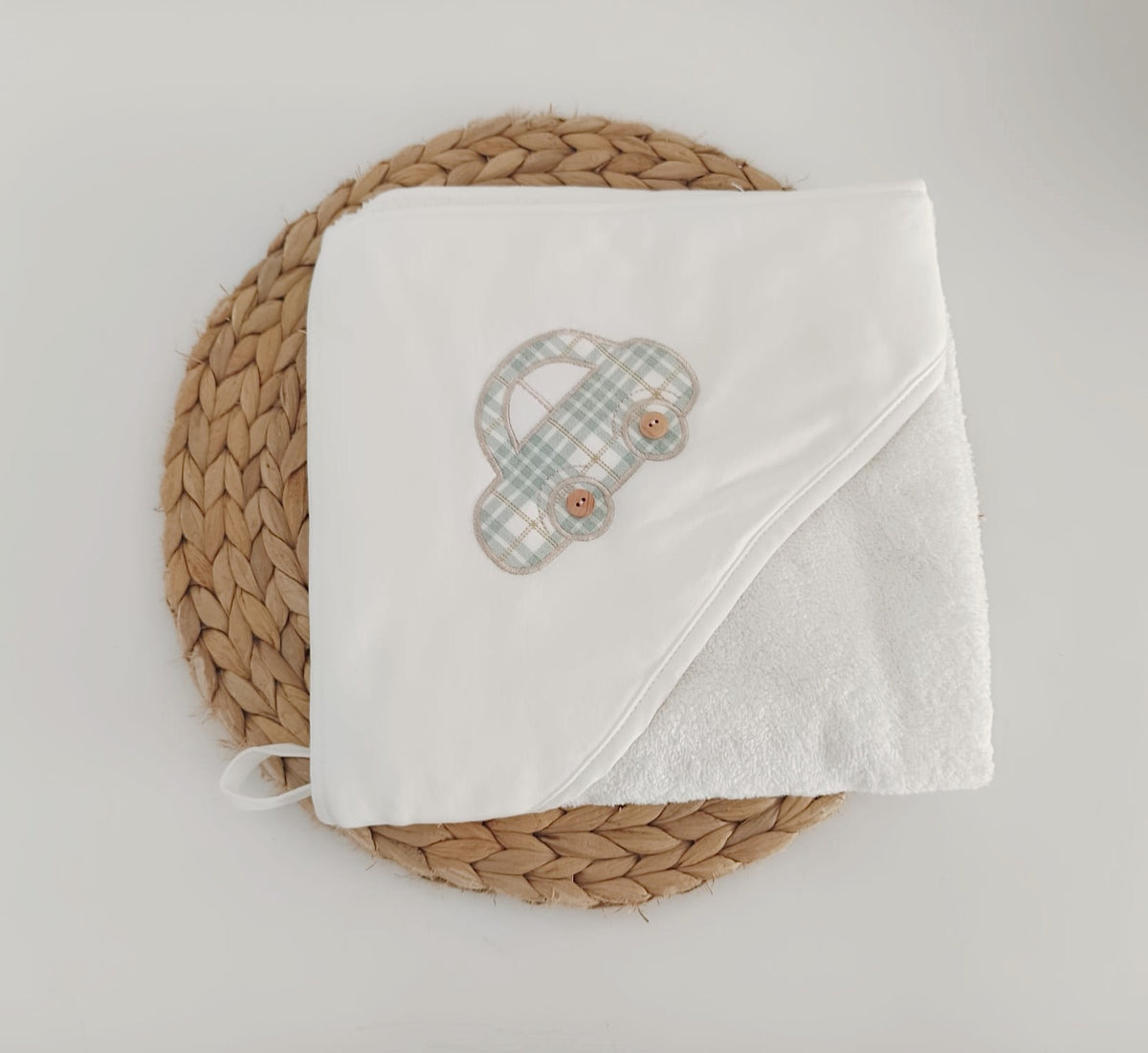 FitFiu Babies® | Toalha de Banho para Bebé Carrinho Verde